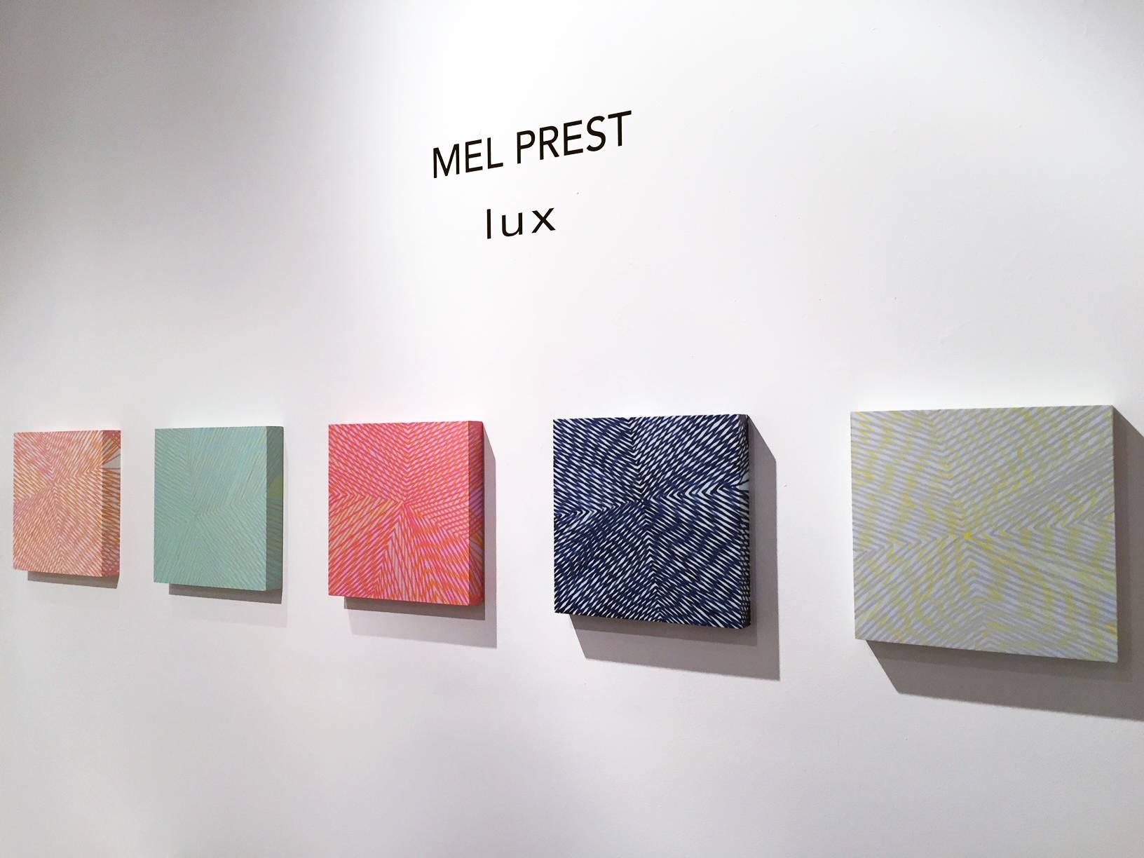 Mel Prest
Melon Ball, 2018
Acrylic on panel
12h x 12w in

Living and working in San Francisco for many years, artist and curator Mel Prest has become acutely attentive to the optical phenomena offered by the region’s geography. The San Francisco