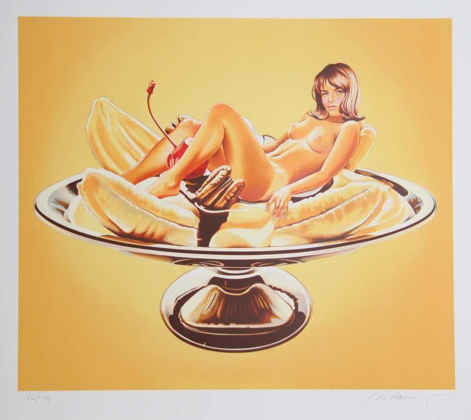 Mel Ramos Nude Print - "Banana Split (Sally Duberson)" Pop Art Vintage Style Pin Up Lithograph 146/199
