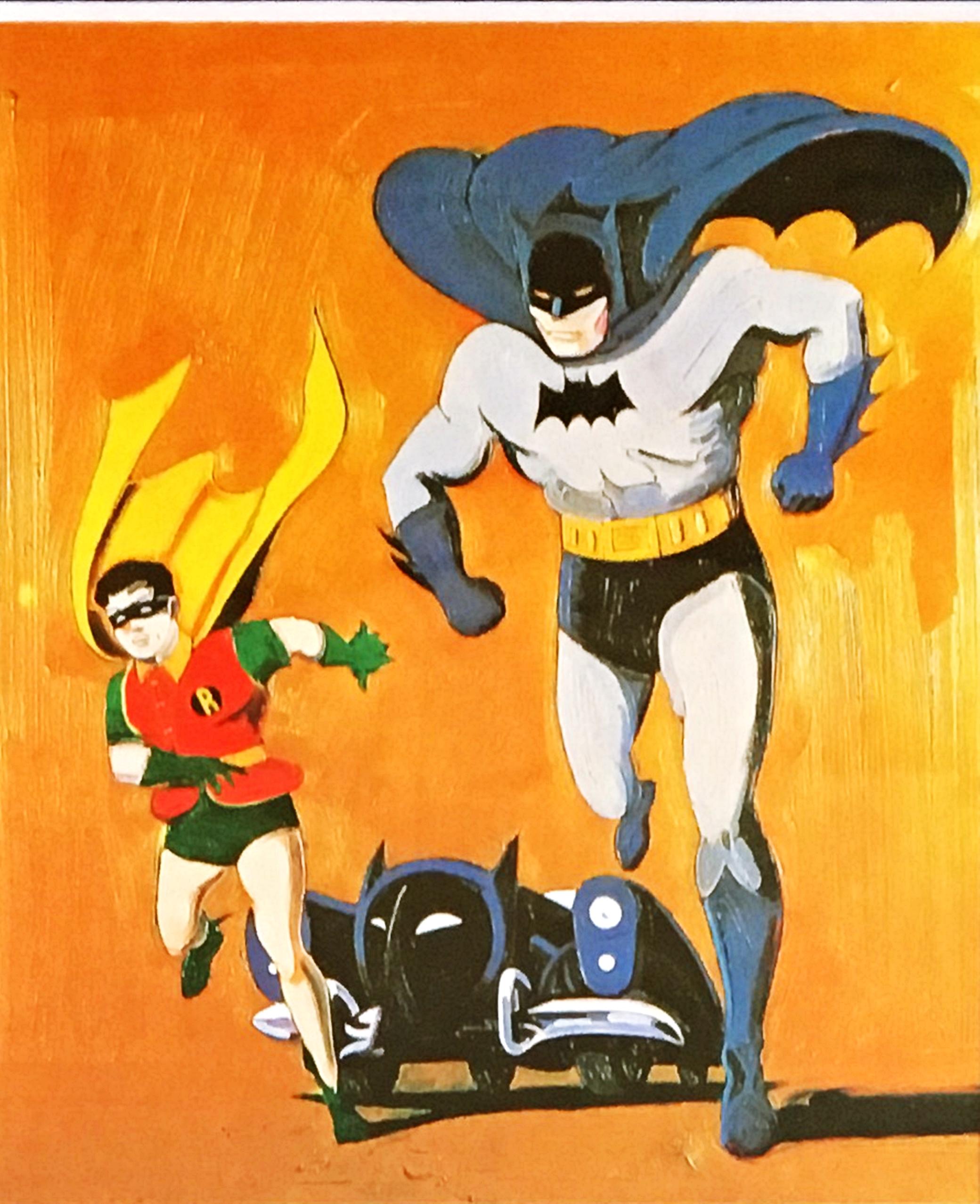 Carte postale Batman and Robin (signée à la main par Mel Ramos) en vente 1