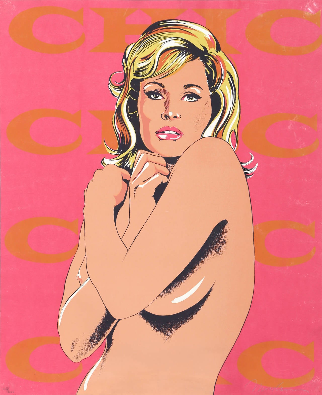 Artista: Mel Ramos, estadounidense (1935 - )
Título: Chic de 11 artistas pop
Año: 1965
Medio: Serigrafía, firmada y numerada a lápiz
Edición: 200, XXII/L
Tamaño: 60,96 x 49,53 cm (24 x 19,5 pulg.)

Knickerbocker Machine and Foundry, S.A., Nueva