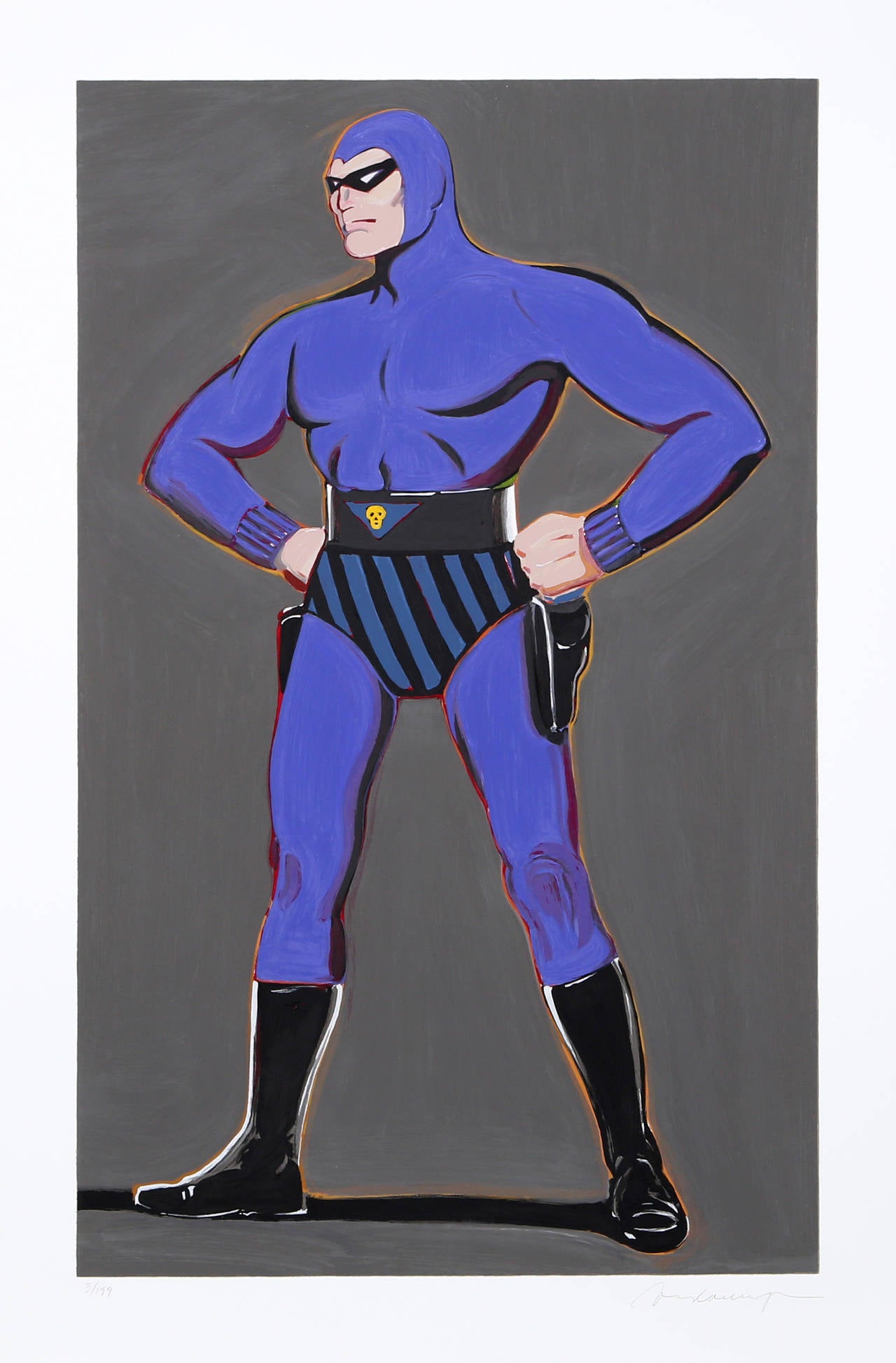 Artiste : Mel Ramos, américain (1935 - )
Titre : Fantomas
Année : 2009
Médium : Lithographie, signée et numérotée au crayon
Edition : 199 
Taille : 35,4 in. x 25,5 in. (89,92 cm x 64,77 cm)