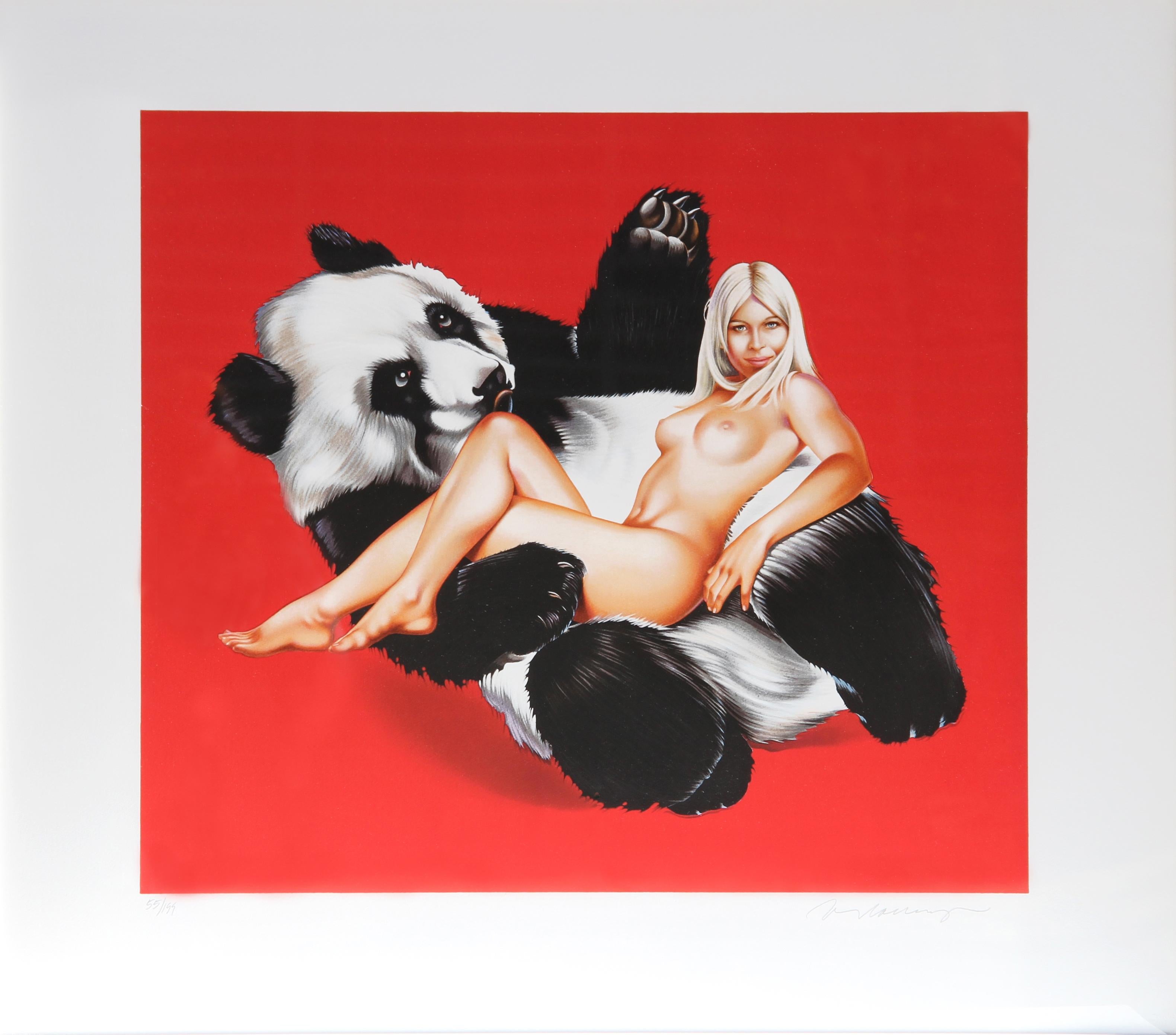 Lithographie pin-up Pop Art Panda géante de Mel Ramos