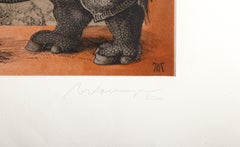 Leta on Durer’s Rhinos, Pop Art Etching by Mel Ramos
