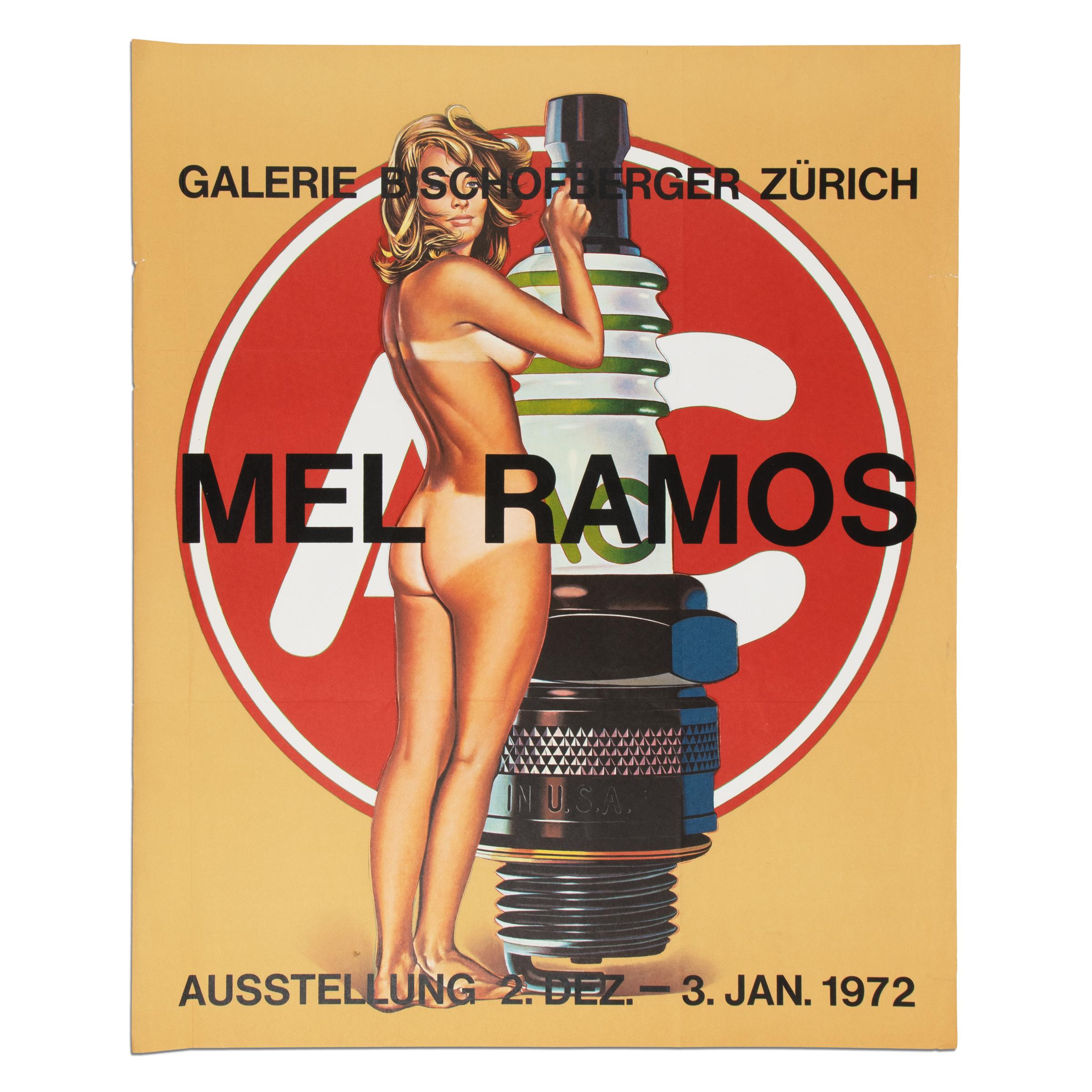 Original poster for the exhibition "Mel Ramos" at Galerie Bischofberger in Zürich in 1972.