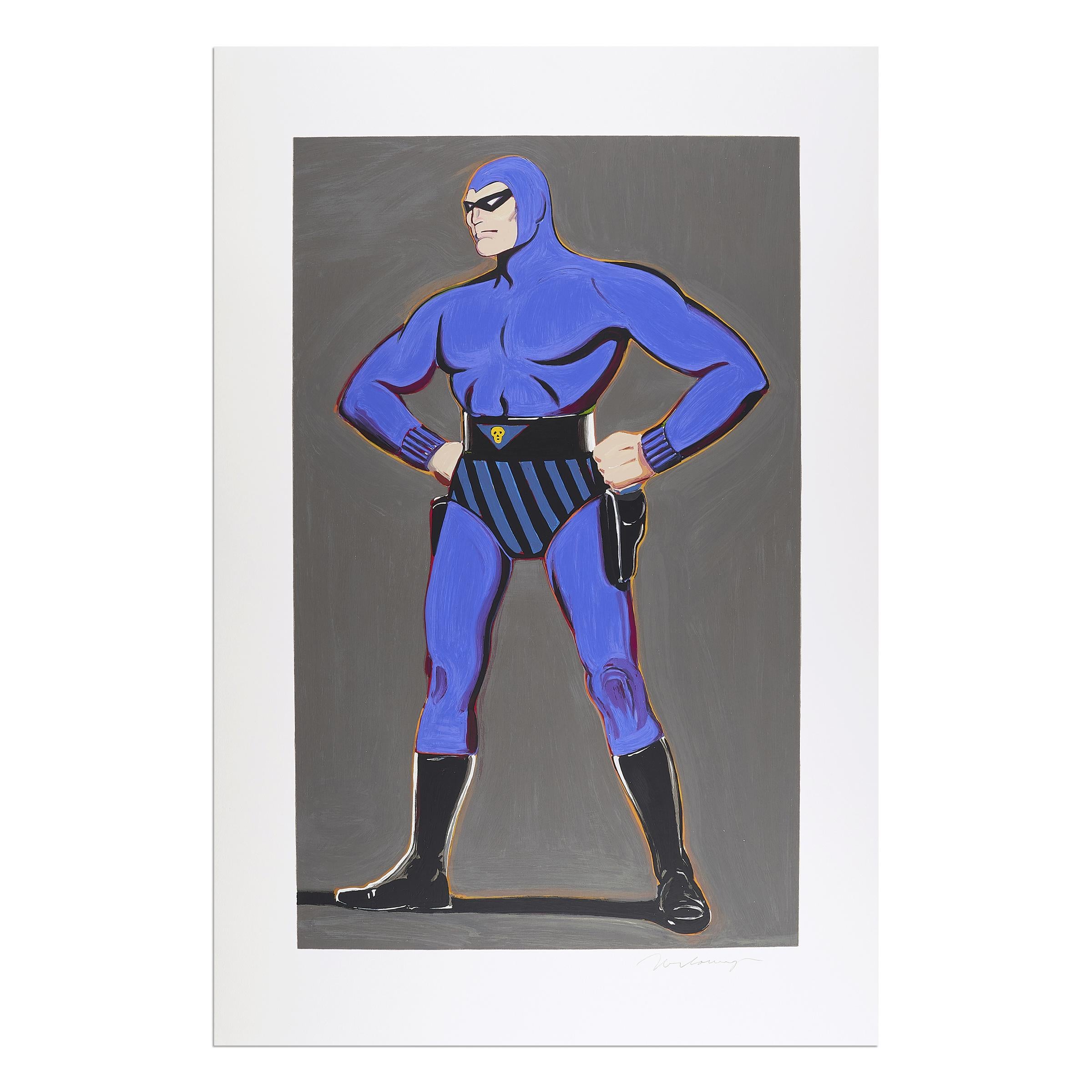 Mel Ramos (americano, nato nel 1935)
Phantom, 2009
Medio: Litografia su cartoncino
Dimensioni: 120 x 80 cm (47 × 31 1/2 in)
Edizione di 199 esemplari: firmati e numerati a mano a matita