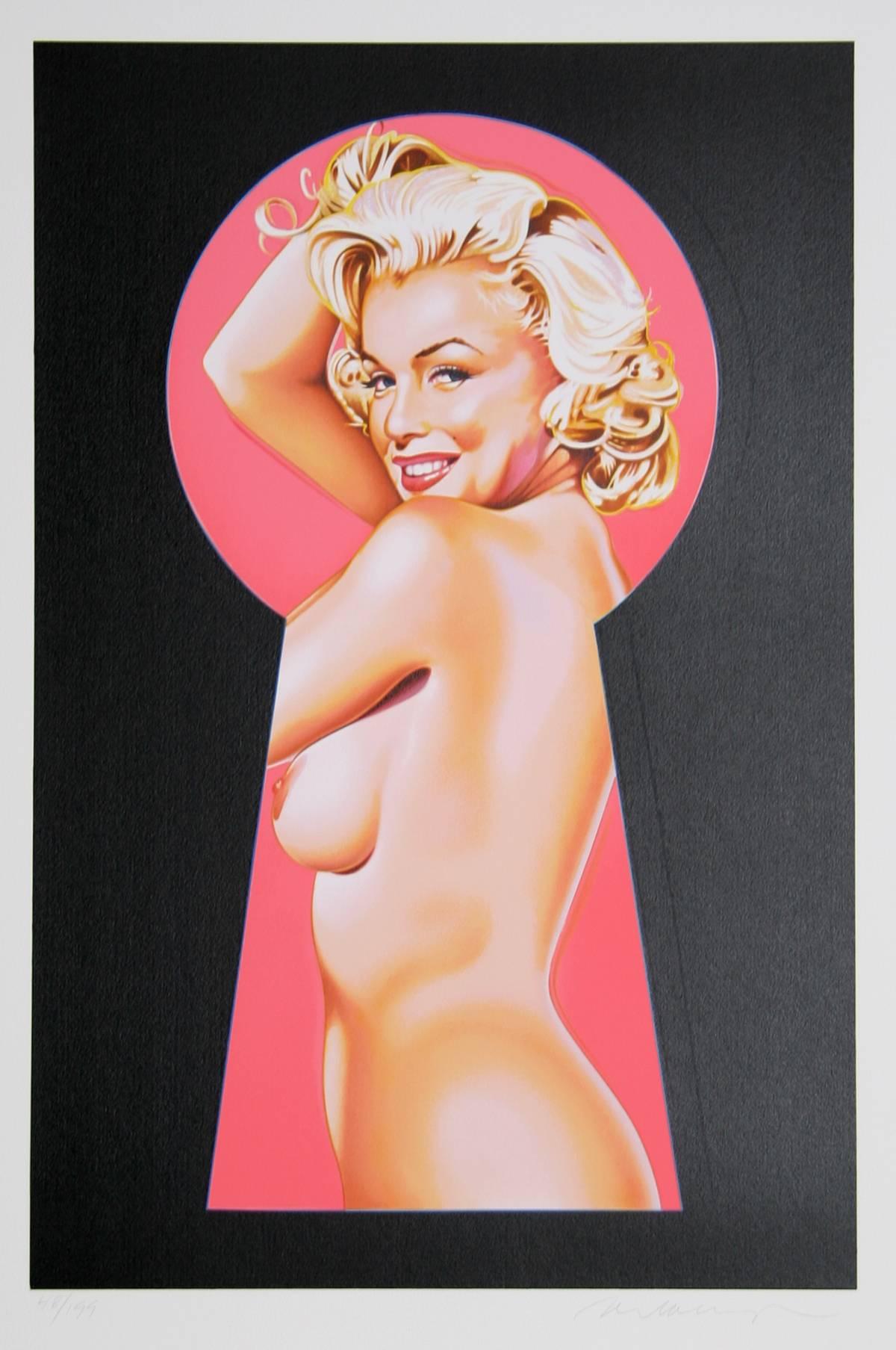 Artiste : Mel Ramos (américain, né en 1935)
Titre : Peek-a-Boo Marilyn 1
Année : 2002
Médium : Lithographie, signée et numérotée au crayon
Edition : 199
Taille : 31.5 in. x 23 in. (80,01 cm x 58,42 cm)