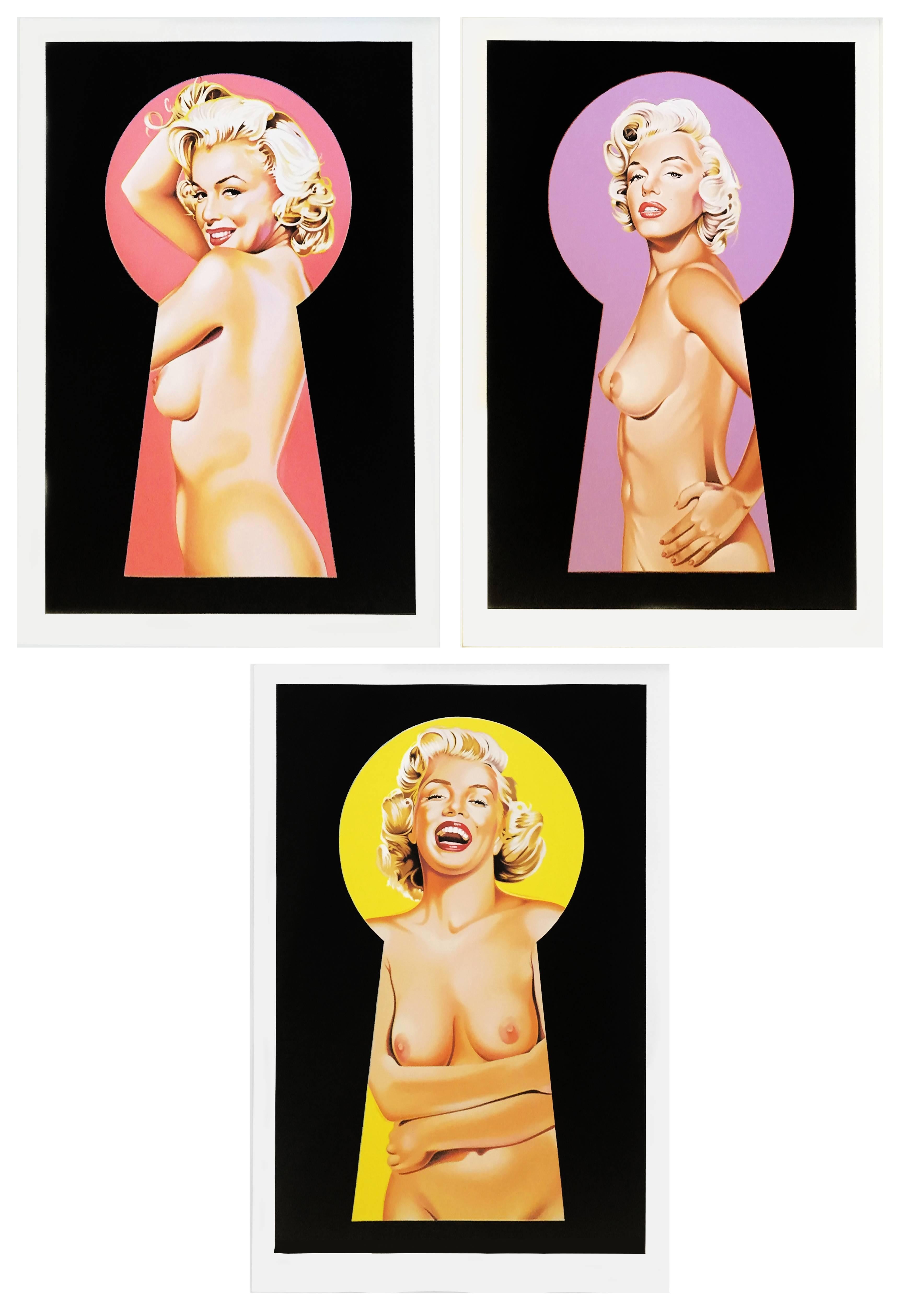 Mel Ramos Portrait Print - PEEK A BOO MARILYN TRIPTYCH