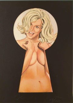 Peekabooblonde, Lithograph, Pop and Contemporary Pop, Nude, Pastel Colors
