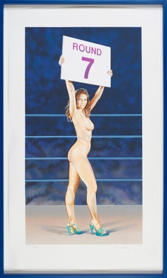 The Rounder Pop Art Mel Ramos Desnudo Boxeo Impresión Litografía azul
