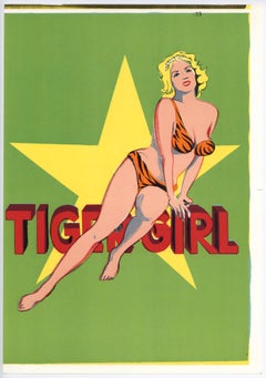 Retro "Tiger Girl" original lithograph