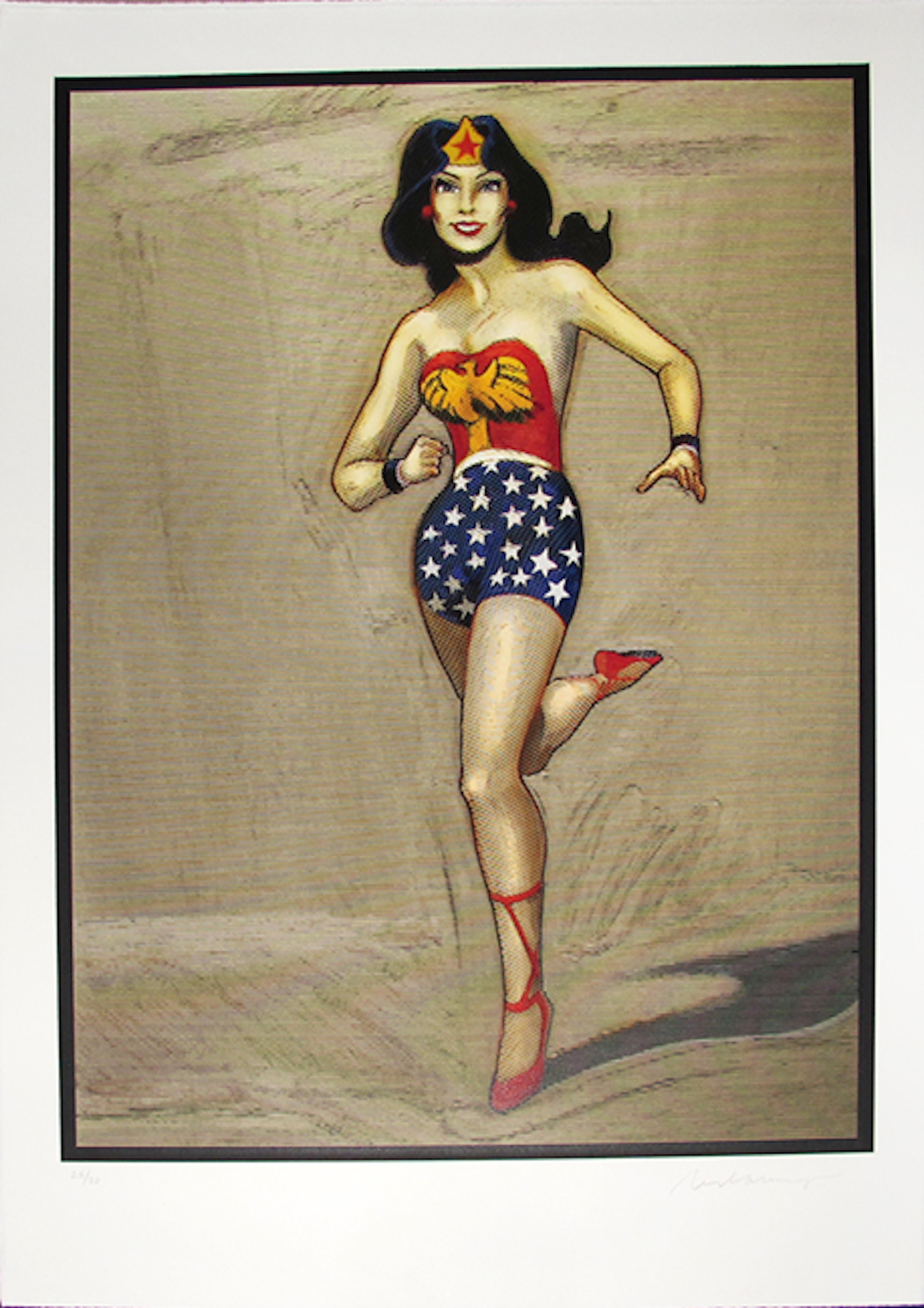 Wonder Woman; 2014; Woodcut with acrylic; 44 x 30 inches; Edition of 30 - Print by Mel Ramos