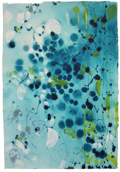Blue #15, Mel Rea Botanical Abstract Ink, Acrylic and Powdered Graphite on Paper