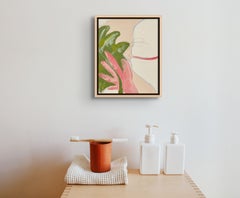 "Body Abstraction no. 19", contemporary cream & green abstract body painting