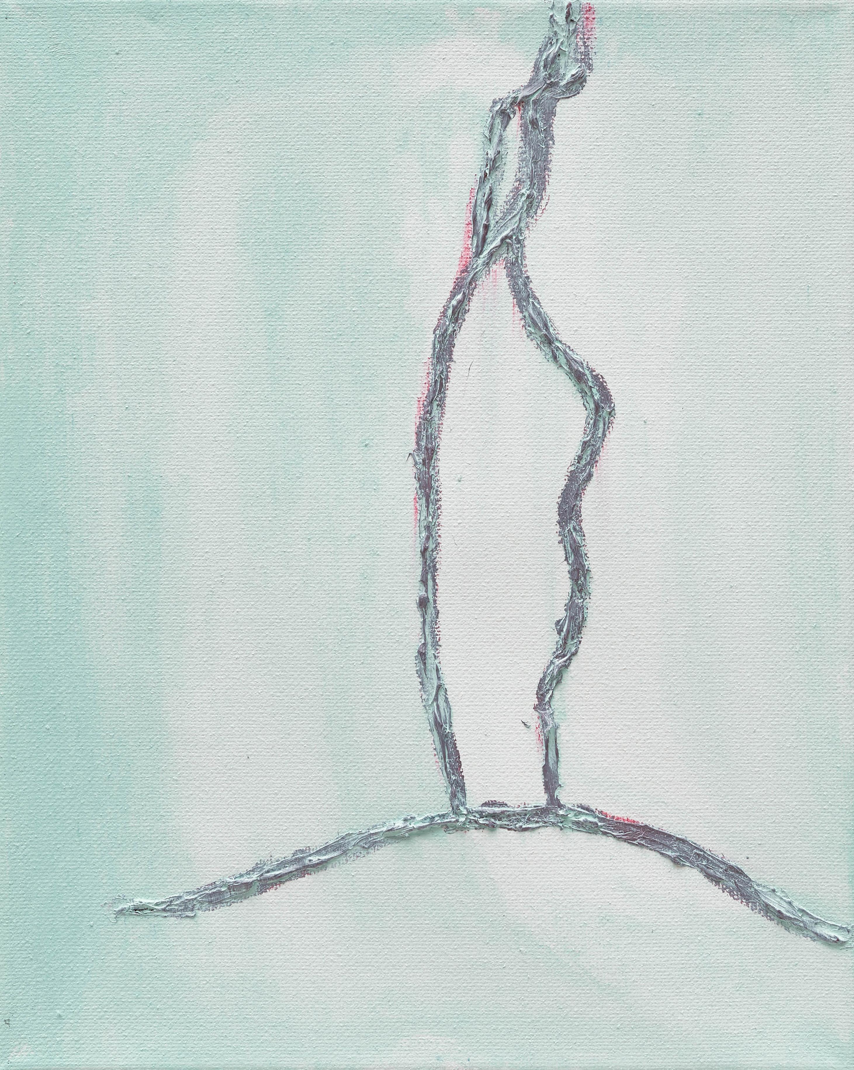 ""Body Abstraction n° 15", peinture abstraite contemporaine de corps à texture bleu-vert