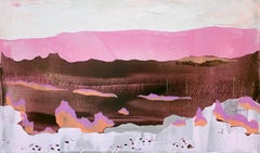« Une coucher de soleil », paysage de plage abstrait contemporain en acrylique sur toile