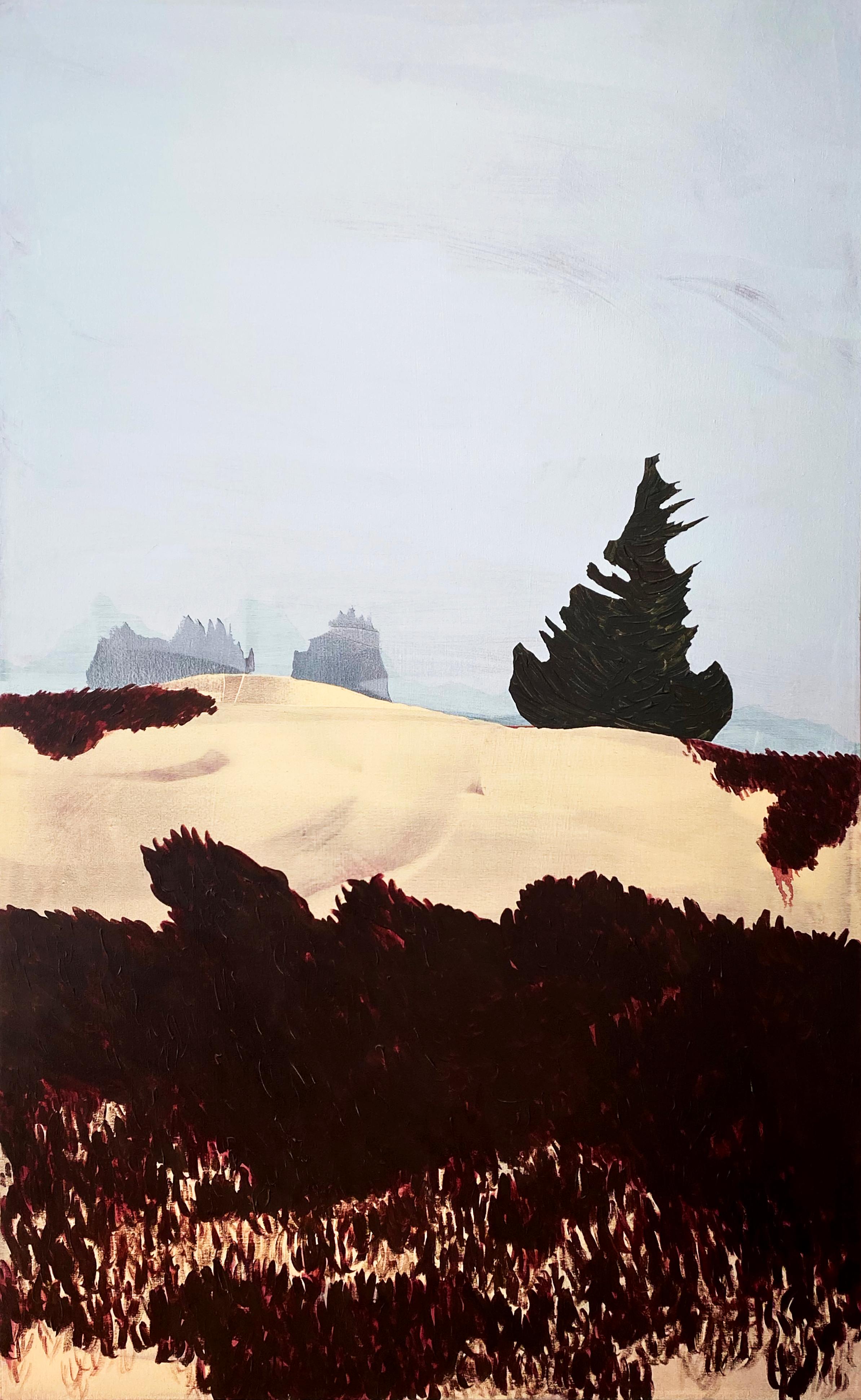 Mel Reese Landscape Painting – ""Gerard Point", zeitgenössische abstrakte Winterlandschaft, Acryl und Öl auf Leinwand