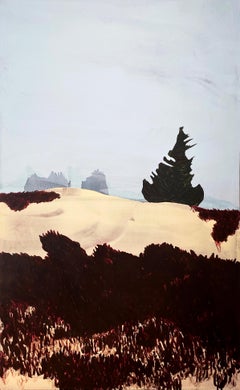 ""Gerard Point", zeitgenössische abstrakte Winterlandschaft, Acryl und Öl auf Leinwand