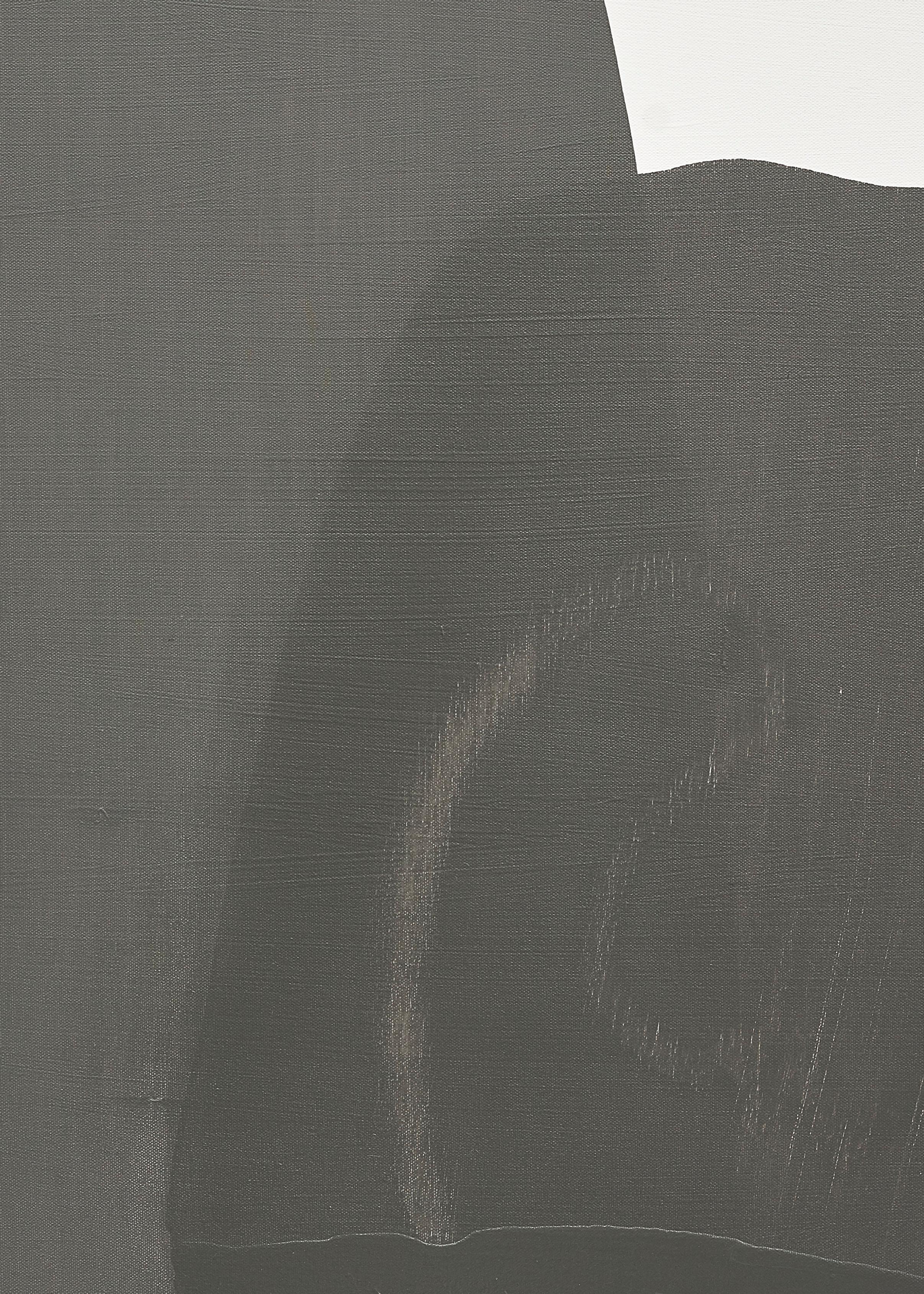 Zeitgenössisches graues abstraktes Acryl- und Sprühfarbengemälde auf Leinwand „GOP“ (Abstrakt), Painting, von Mel Reese