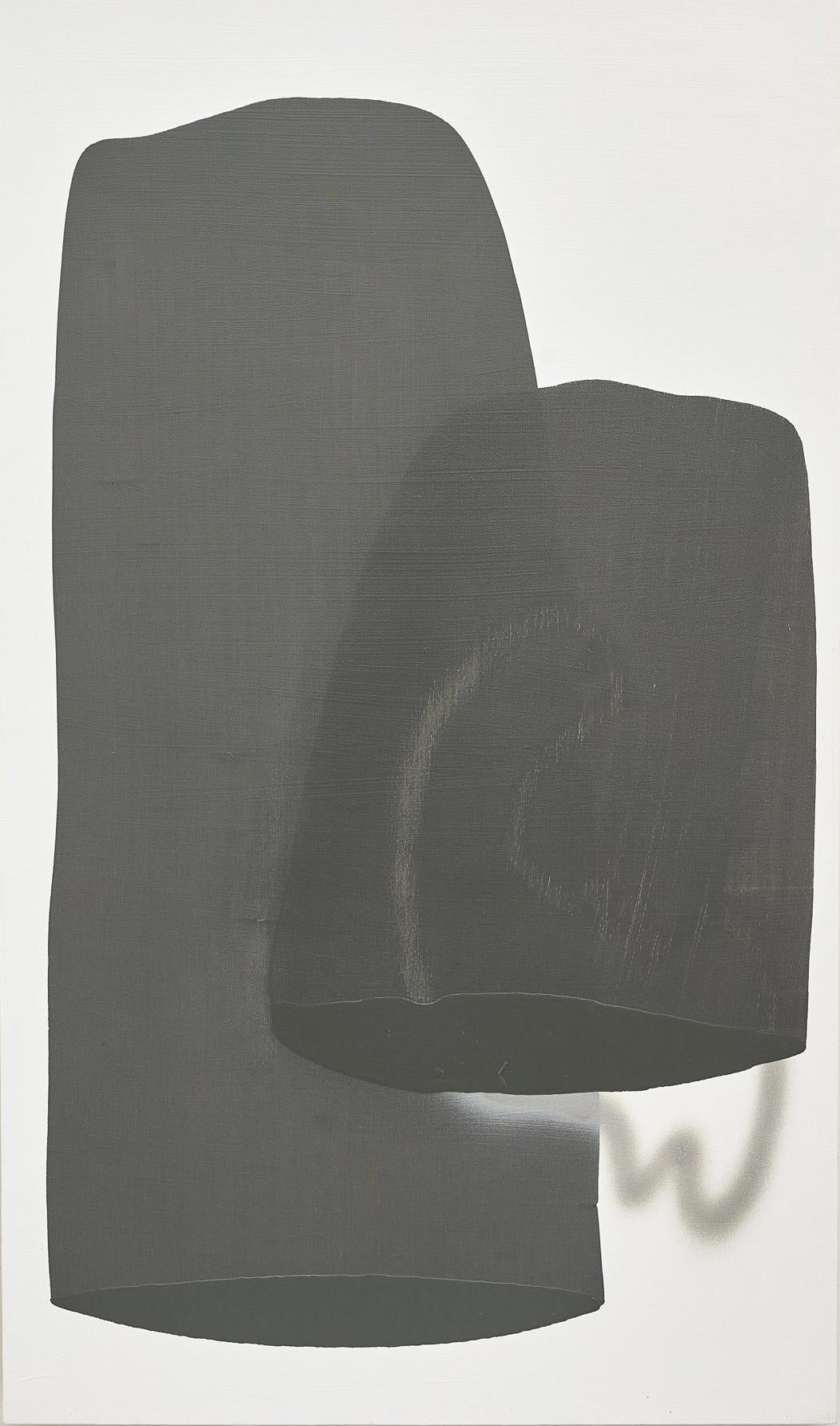« GOP », peinture abstraite contemporaine grise à l'acrylique et à la peinture à la bombe sur toile