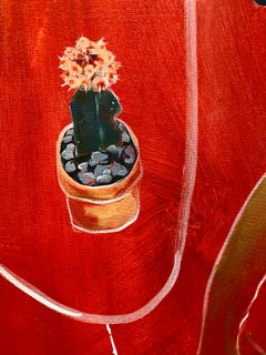 "Melanie", figure painting of nude female lounging in home office chair