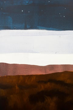 "Night Walk I", contemporary abstract winter landscape in acrylic on canvas