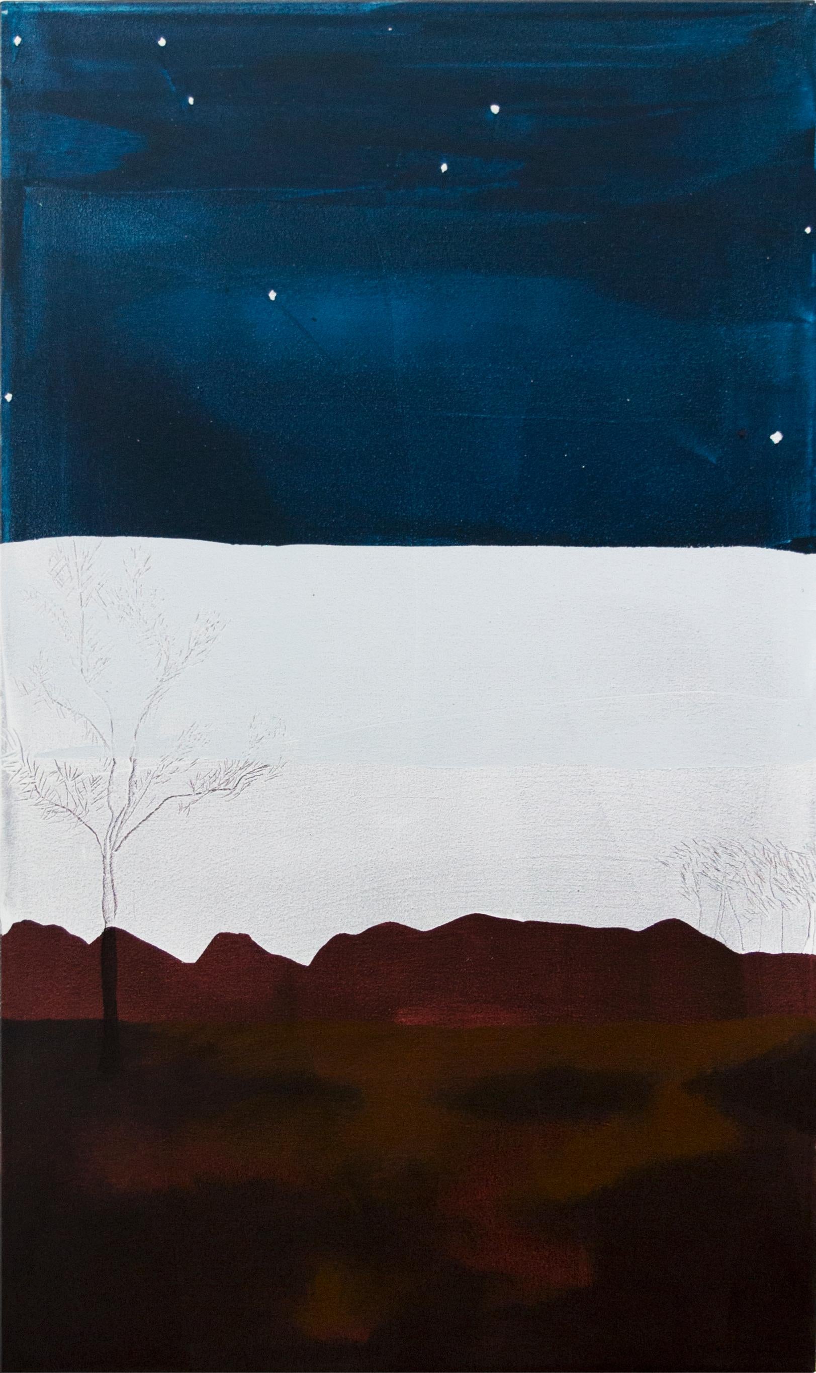 Mel Reese Landscape Painting - "Night Walk II", contemporary abstract night time landscape in acrylic on canvas