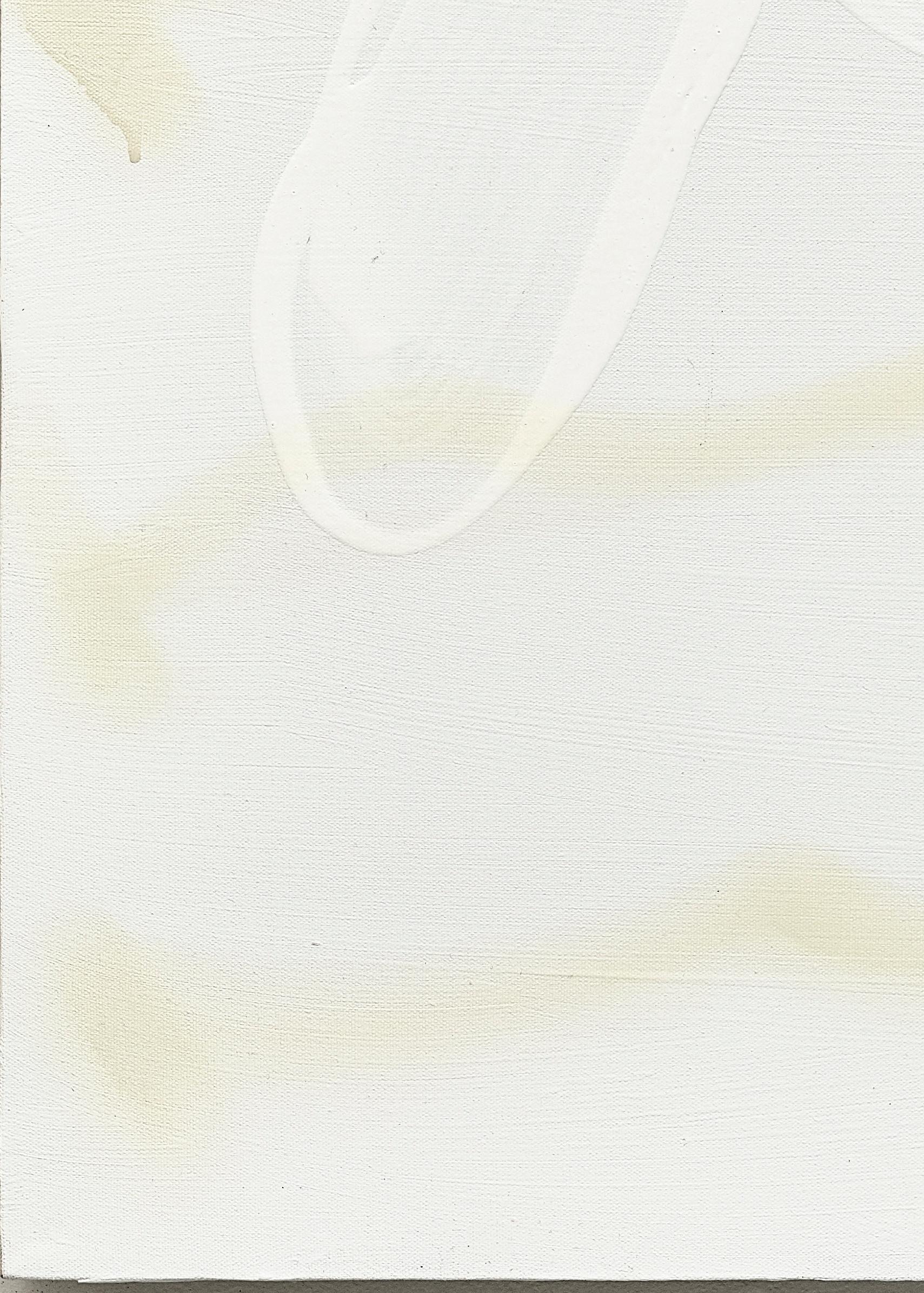 Zeitgenössisches abstraktes „Pence“-Gemälde aus Acryl und Sprühfarbe, ganz weiß (Abstrakt), Painting, von Mel Reese