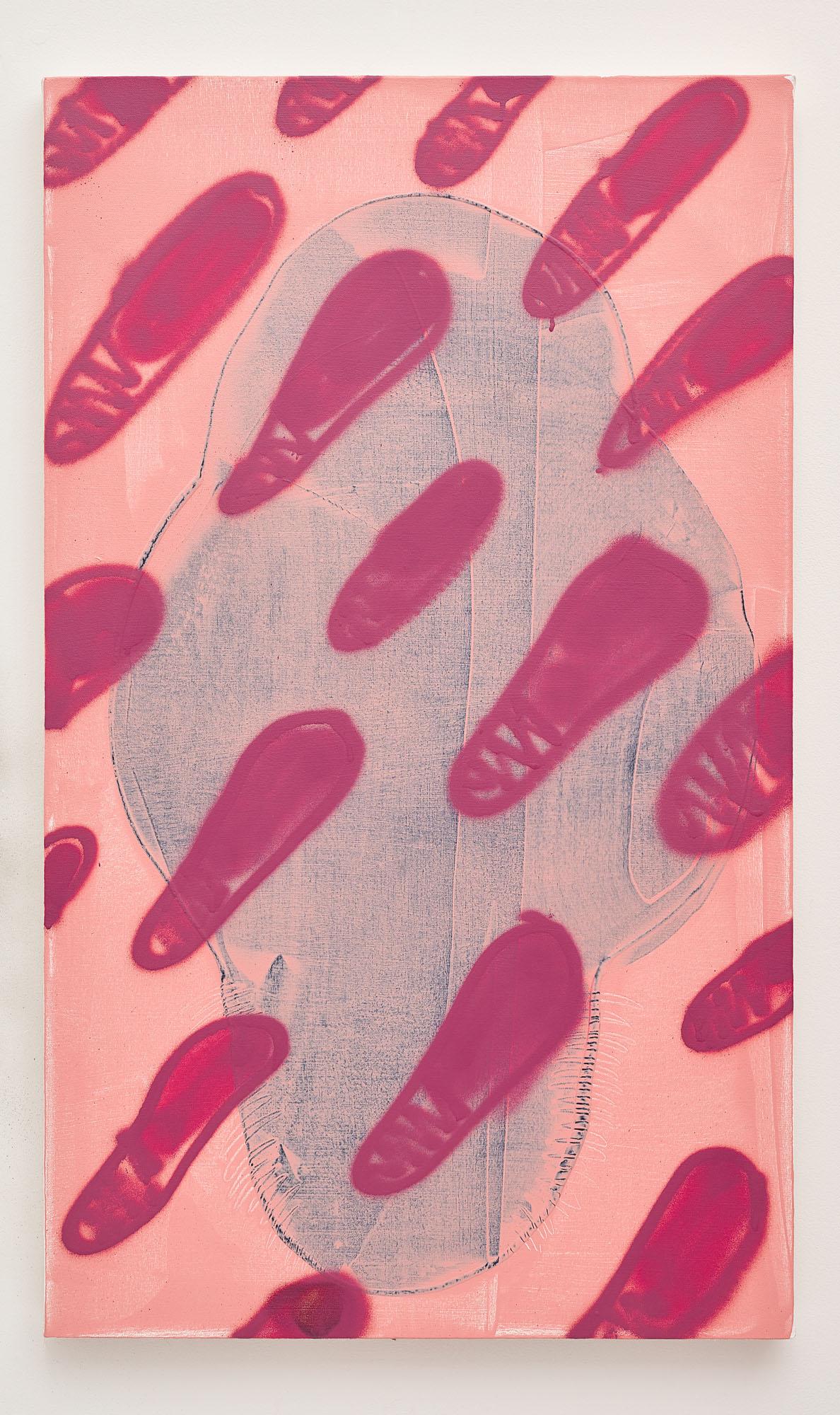 „Pink Tax“, zeitgenössische rosa gemusterte abstrakte Acryl- und Sprühfarbe auf Leinwand im Angebot 3
