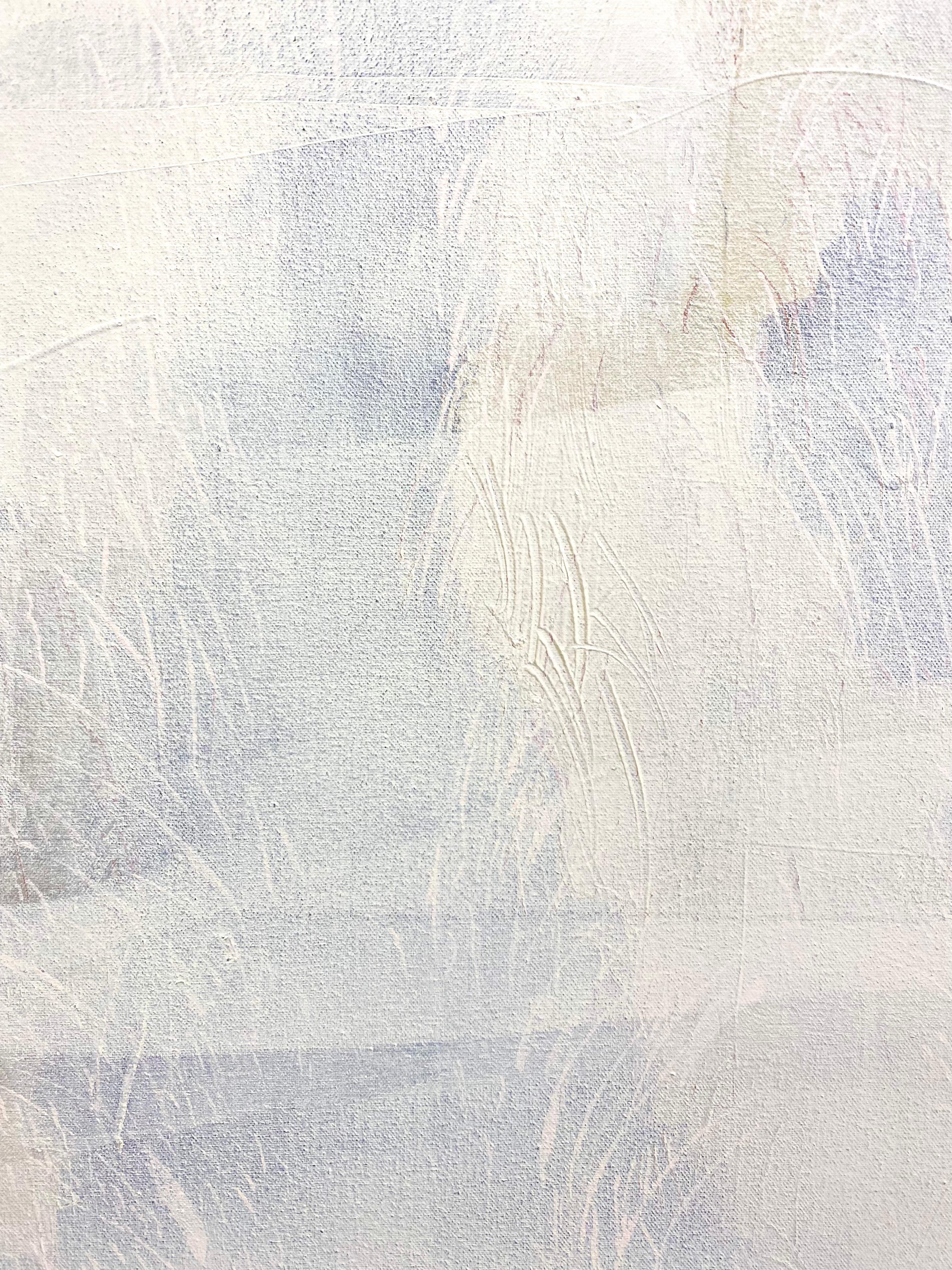Abstract landscape of the salt marsh of East Hampton in winter whites, blues, and a hint of brown.

Lines, shapes, colors, and textures are as central to my work as is the process of creating them. A complex layering of these abstract elements
