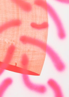 "Sexual Pleasure", zeitgenössische abstrakte Acryl- und Sprühfarbe in Pink und Orange