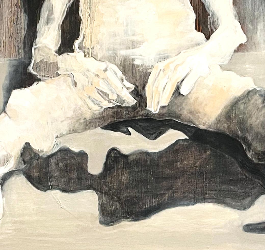 „Skidmore Thesis 3“, nackte Figuren mit ausgestellten Beinen, schwarze und braune Tropfen (Zeitgenössisch), Painting, von Mel Reese