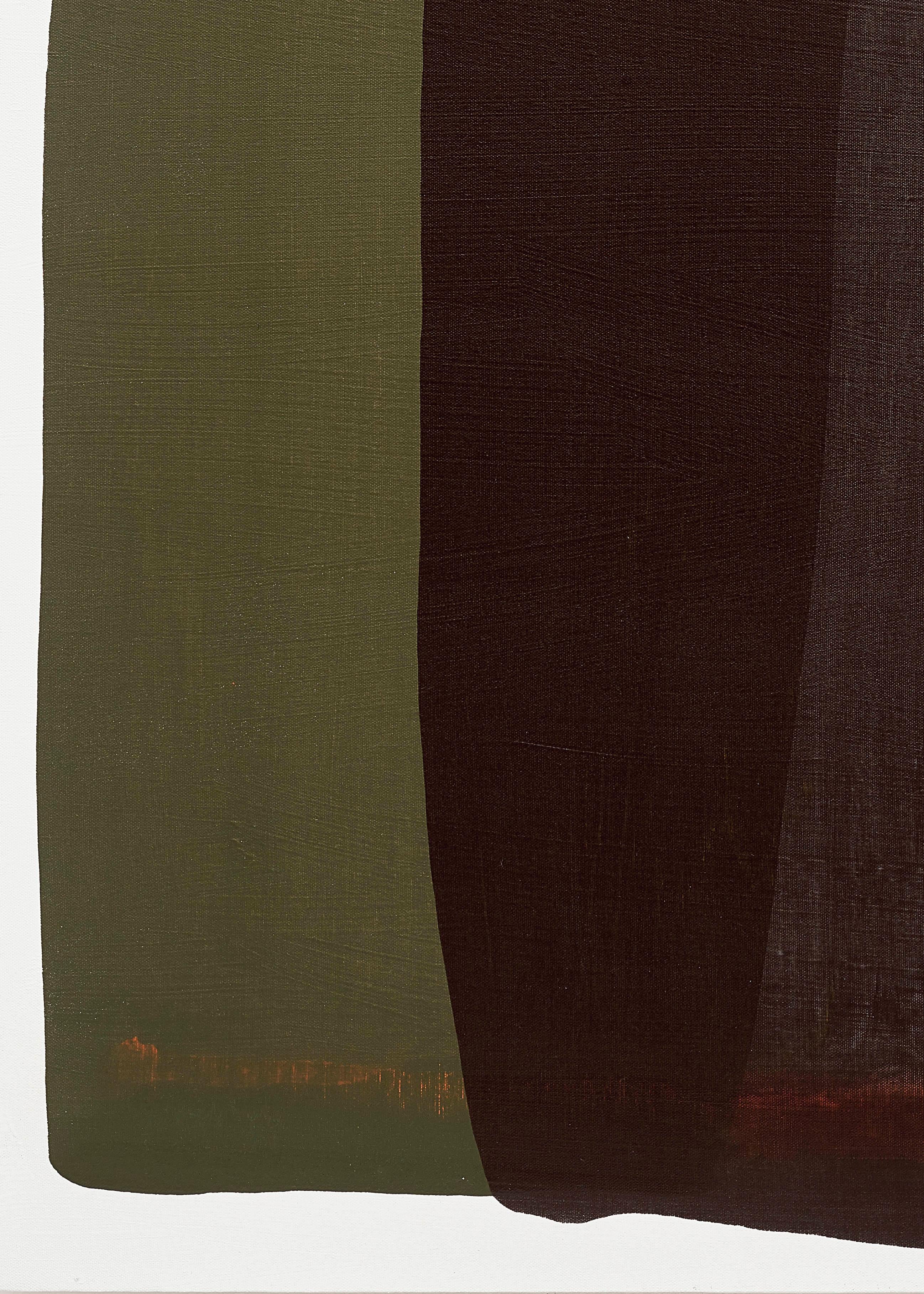 « Trump », acrylique abstraite politique contemporaine marron vert orange, peinture à la bombe - Noir Abstract Painting par Mel Reese
