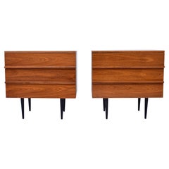 Mel Smilow, commodes, tables de nuit, noyer, États-Unis, années 1950