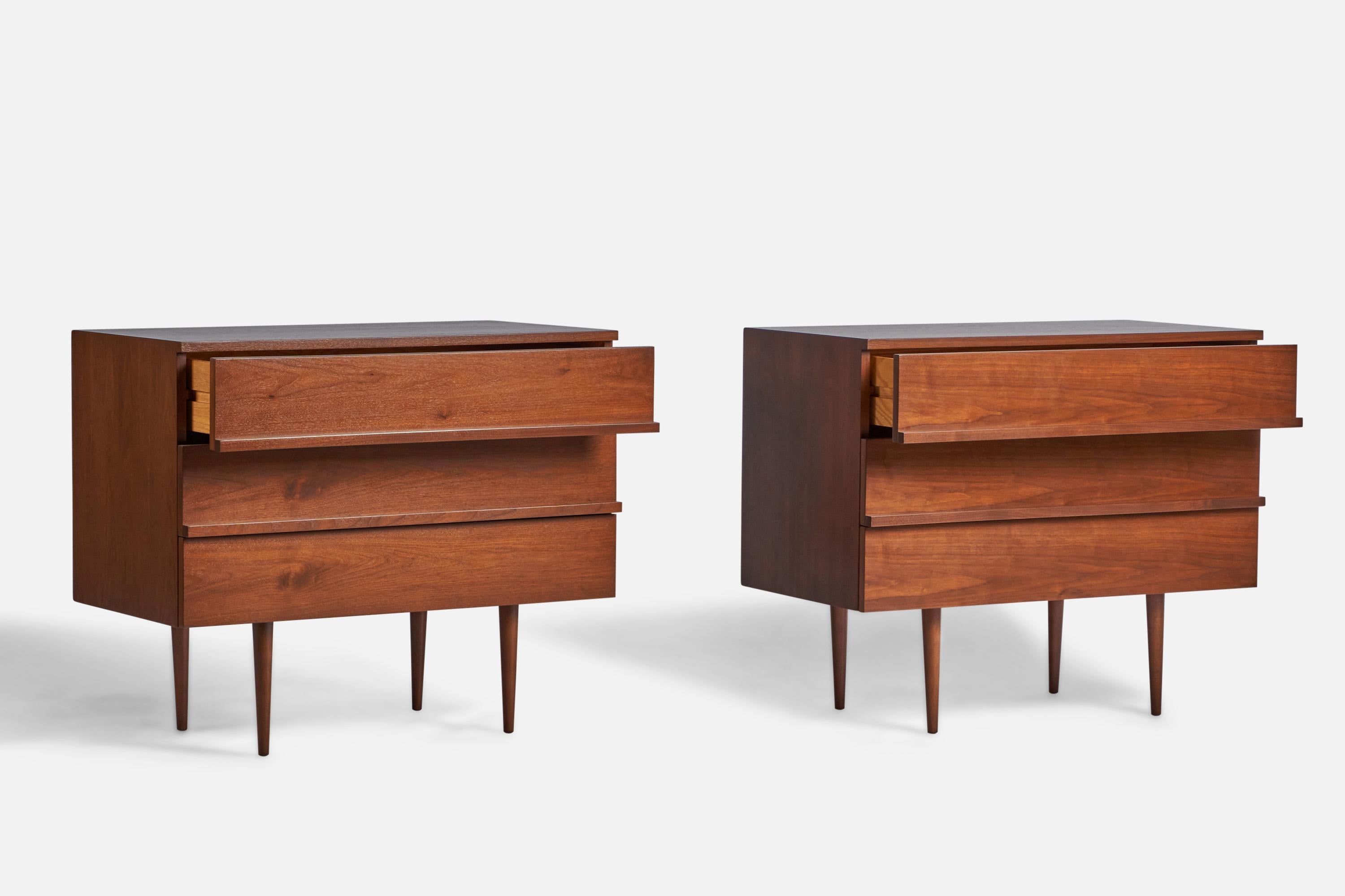 Mid-Century Modern Mel Smilow, Chests of Drawers, Walnut, USA, 1950s For Sale