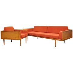 Mel Smilow for Smilow-Thielle Walnut Case Sofa and Lounge Chair Set