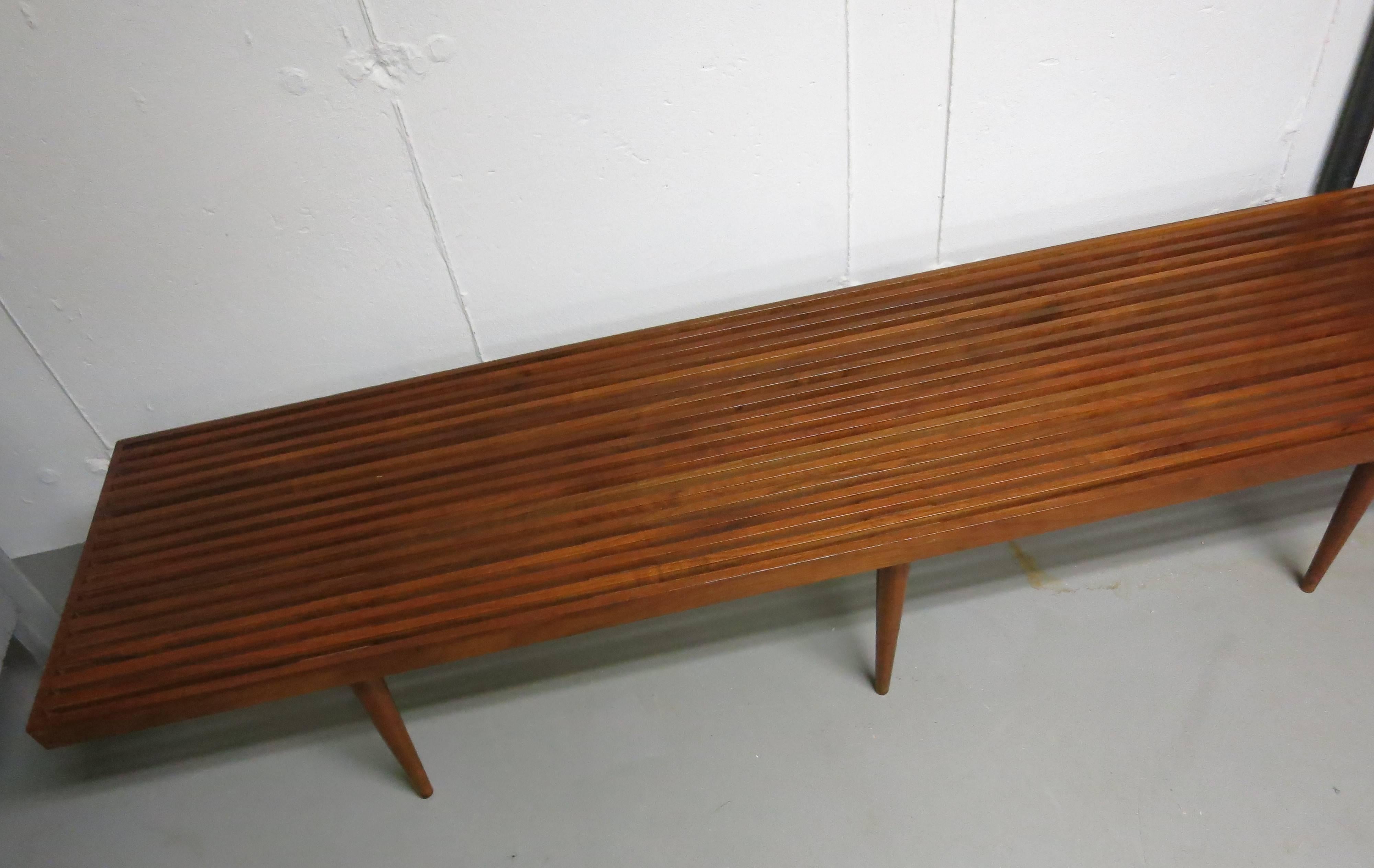 Vintage Mel Smilow long bench from the 1950s. Measures: It is 72