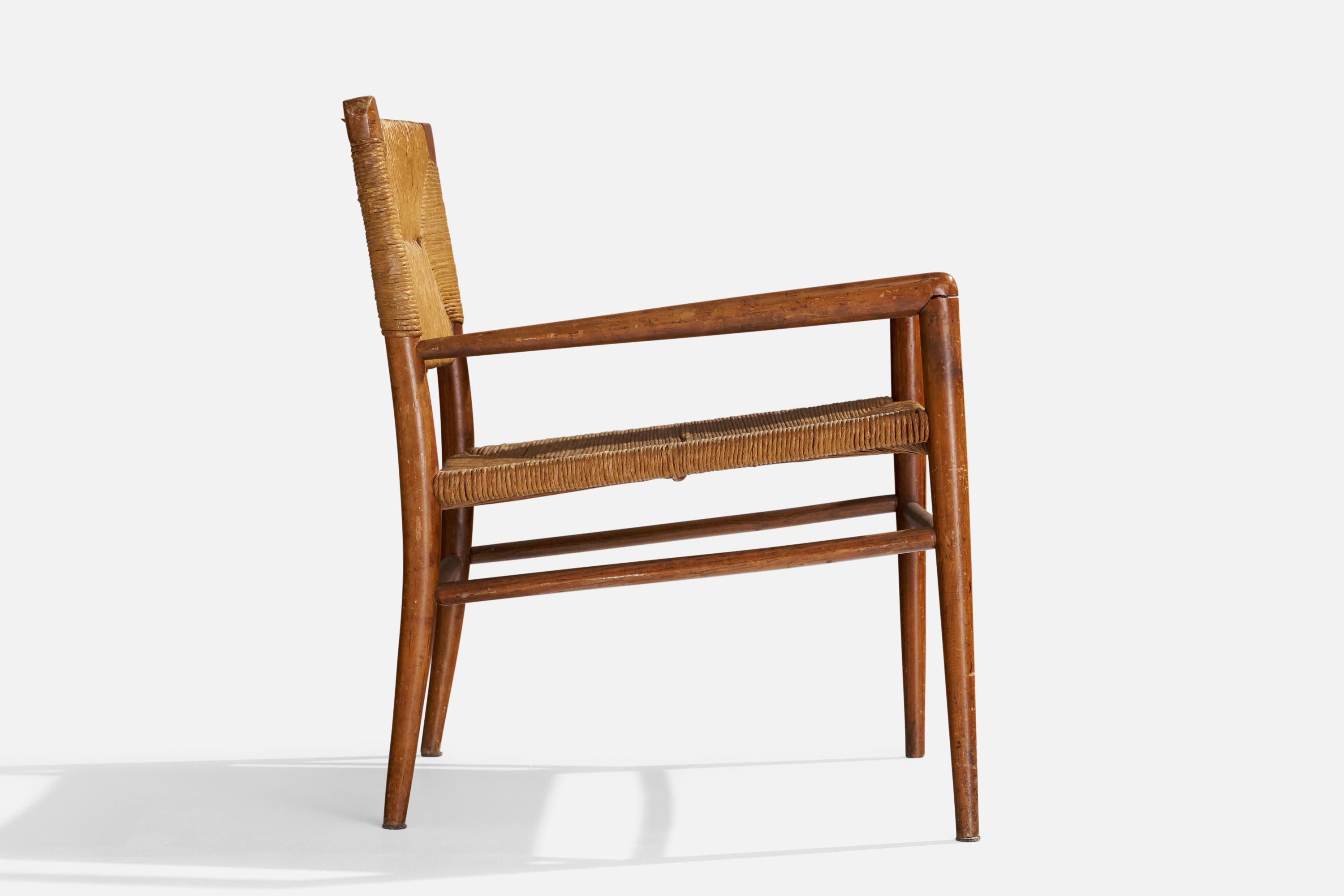 Fauteuil de salon Mel Smilow, bois, cordon papier, États-Unis, 1955 en vente 2