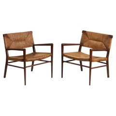 Mel Smilow, Lounge Chairs, Wood, Rush, United States, 1950s