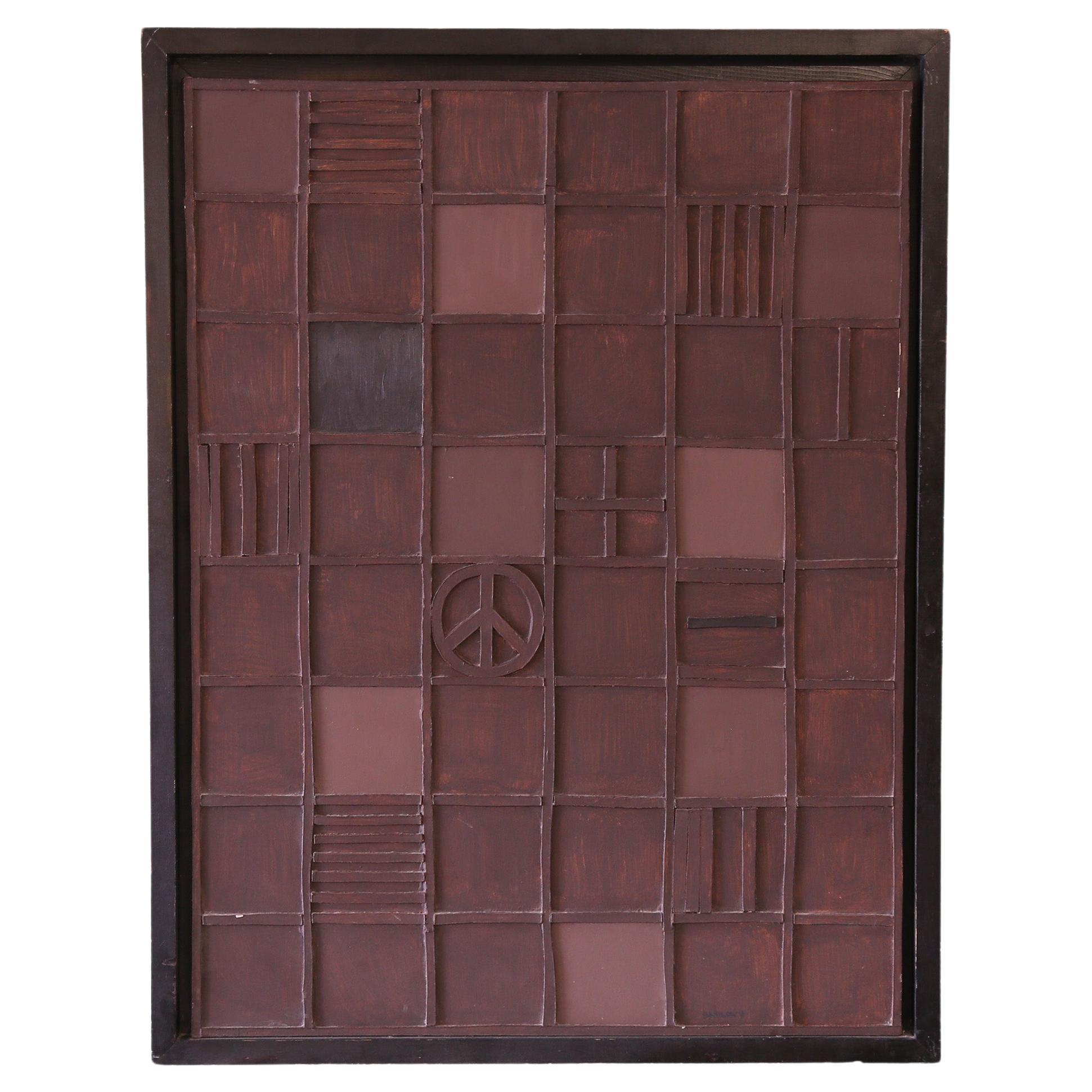 Mel Smilow Mid Century Modern Abstract Grid Oil on Canvas Assemblage 1988 For Sale
