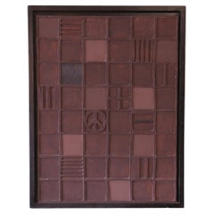 Mel Smilow Mid Century Modern Abstract Grid Huile sur toile Assemblage 1988