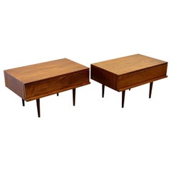 Mel Smilow - Mid Century Modern Night Stands in Walnut - Fully Restored