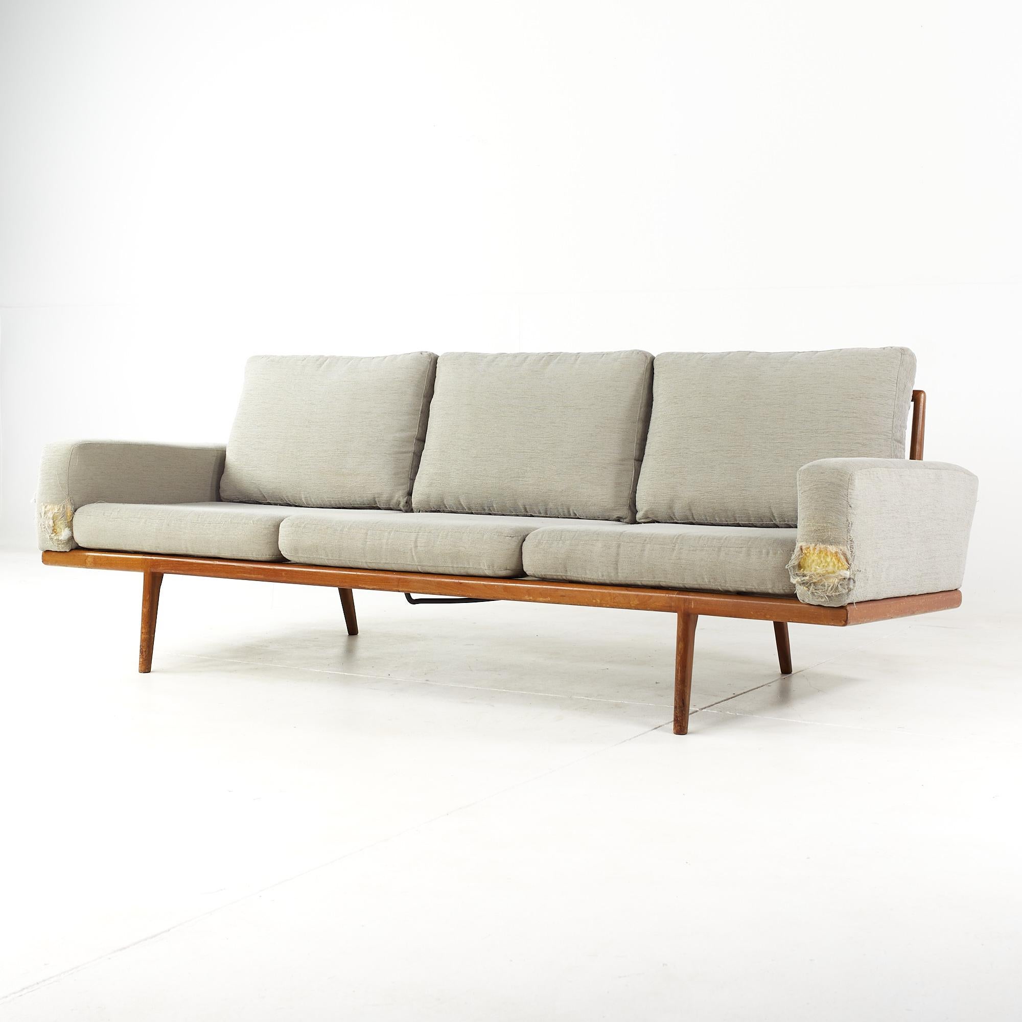 Mid-Century Modern Mel Smilow Mid-Century Walnut Rail Back Sofa For Sale