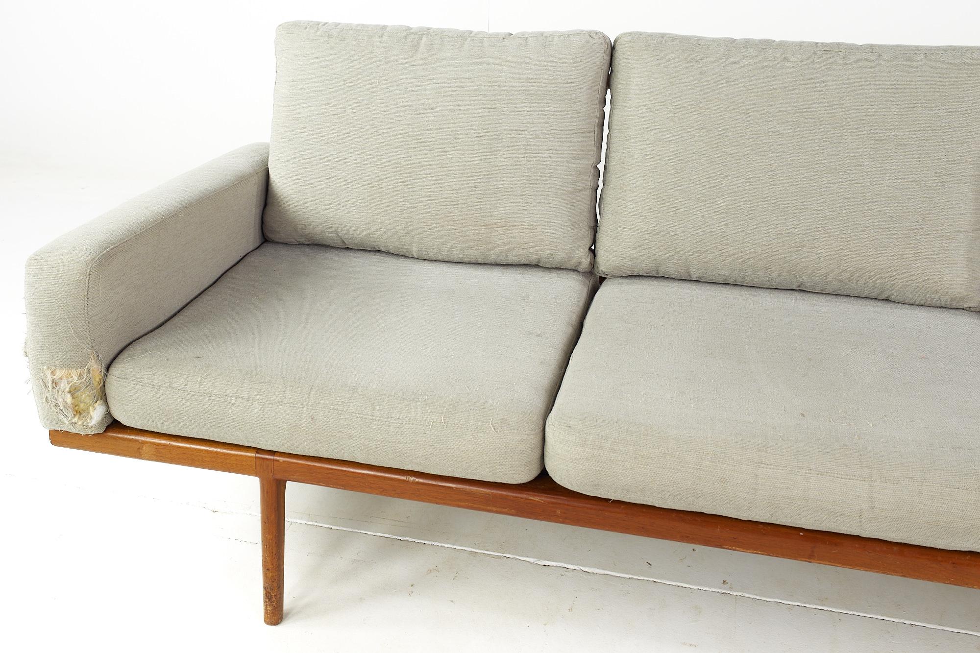 American Mel Smilow Mid-Century Walnut Rail Back Sofa For Sale
