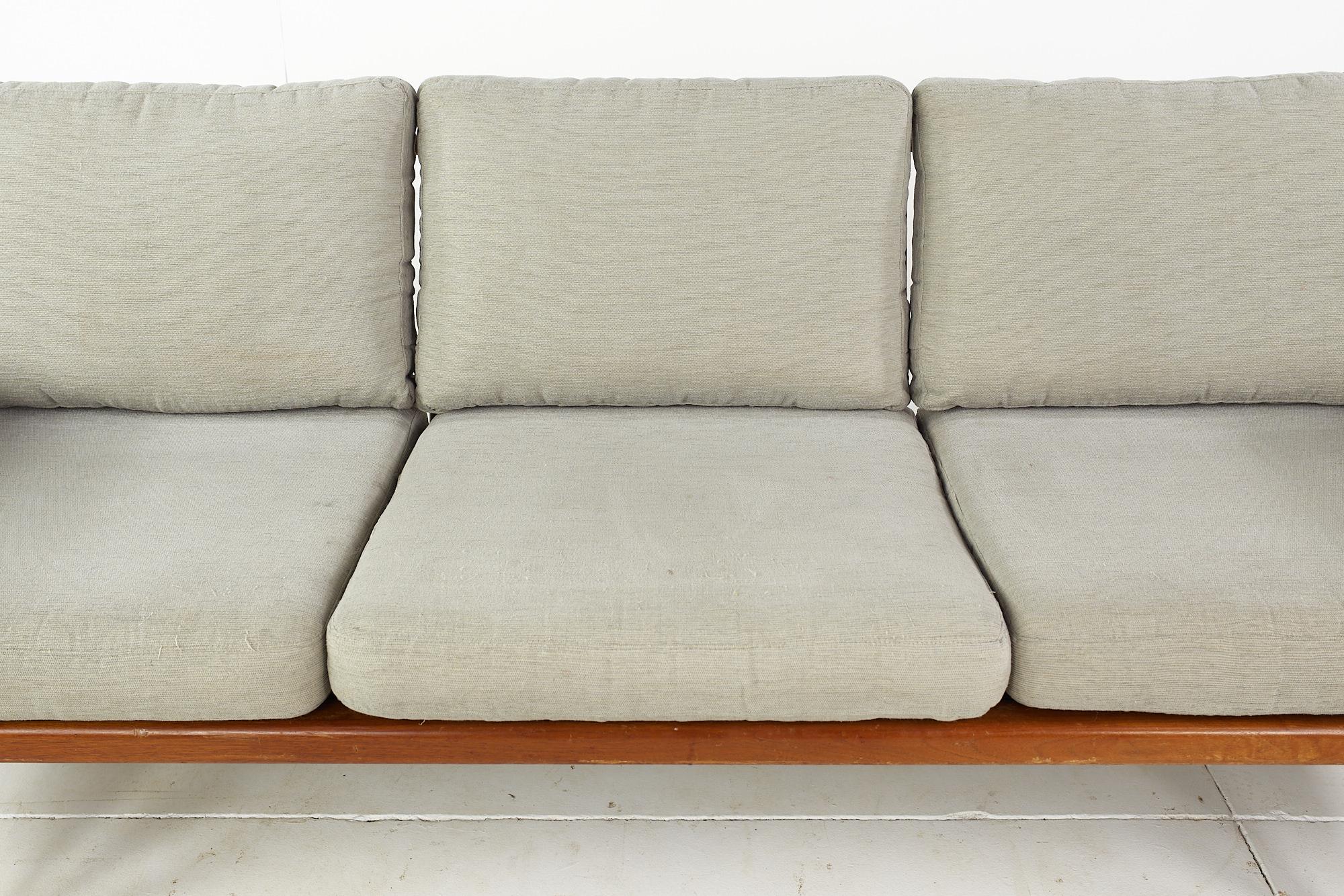 Mel Smilow Mid-Century Walnut Rail Back Sofa In Good Condition For Sale In Countryside, IL