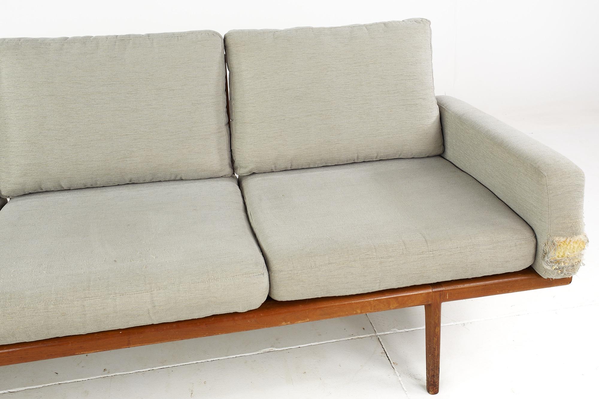 Late 20th Century Mel Smilow Mid-Century Walnut Rail Back Sofa For Sale