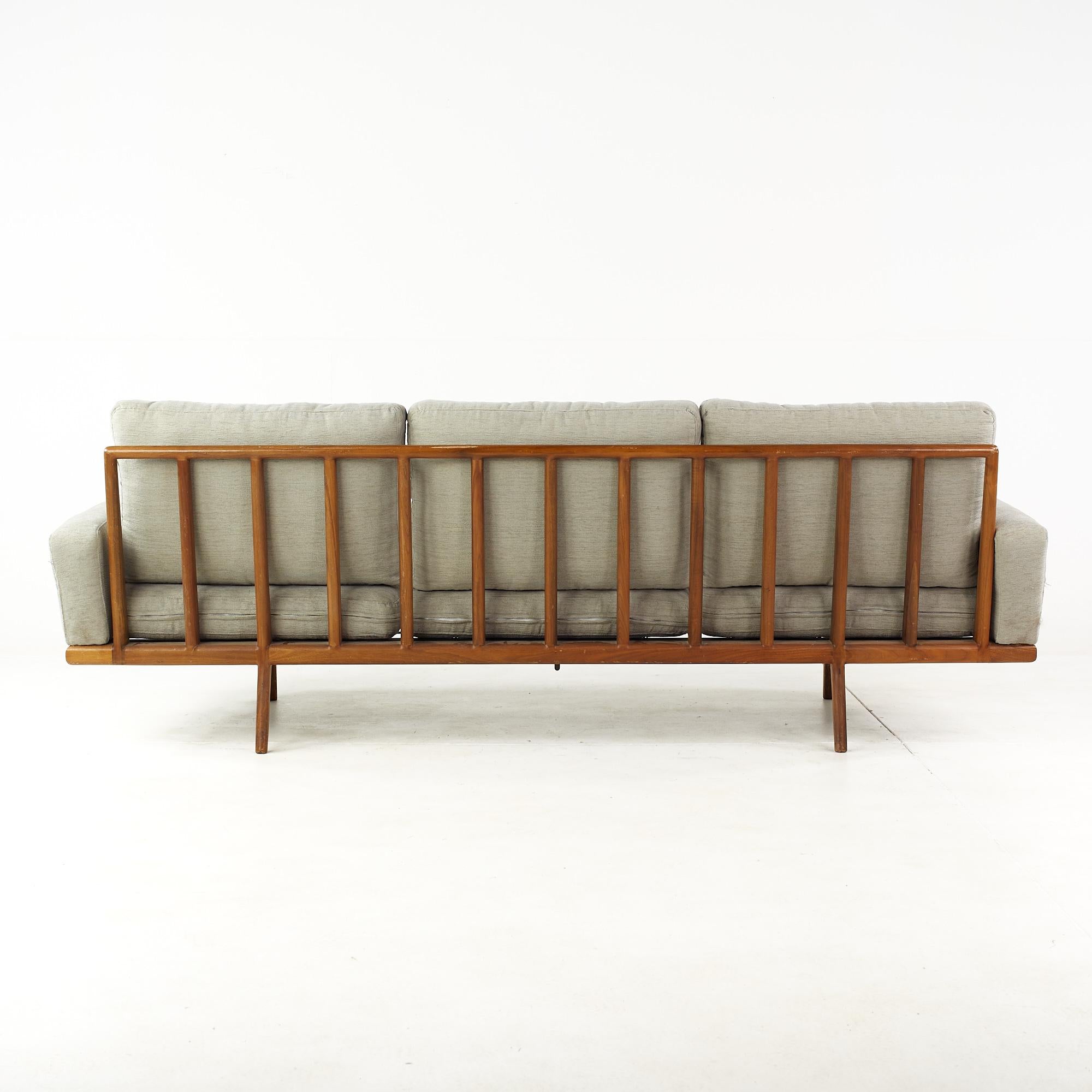 Mel Smilow Mid-Century Walnut Rail Back Sofa For Sale 1