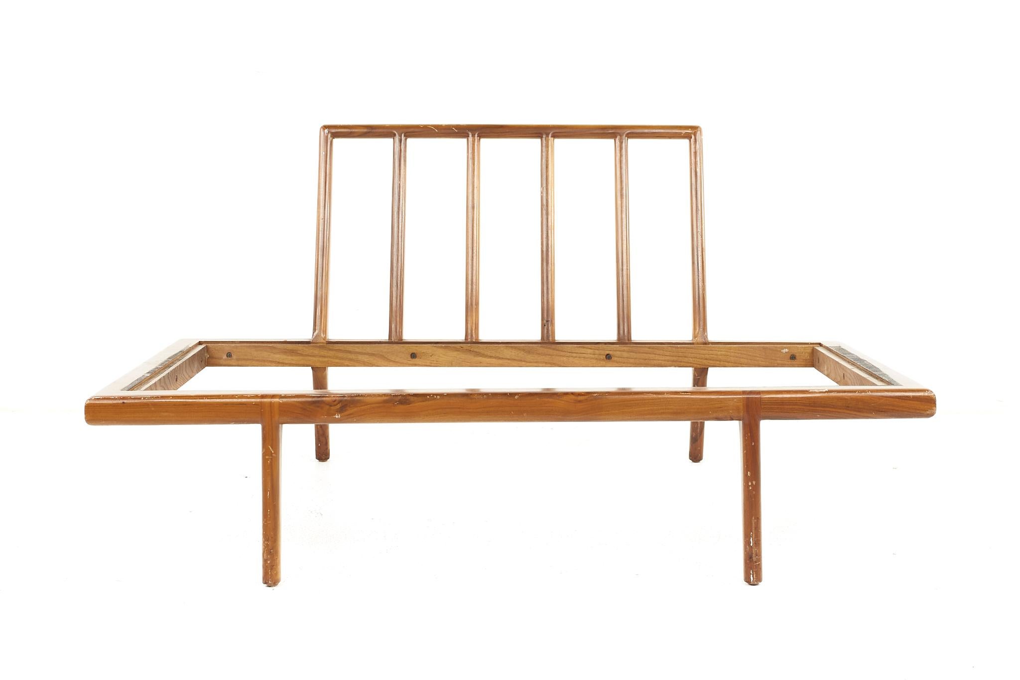 Mel Smilow mid-century wide walnut lounge chair daybed.

The lounge chair measures: 49 wide x 27.5 deep x 25 high, with a seat height of 11 inches.

All pieces of furniture can be had in what we call restored vintage condition. That means the
