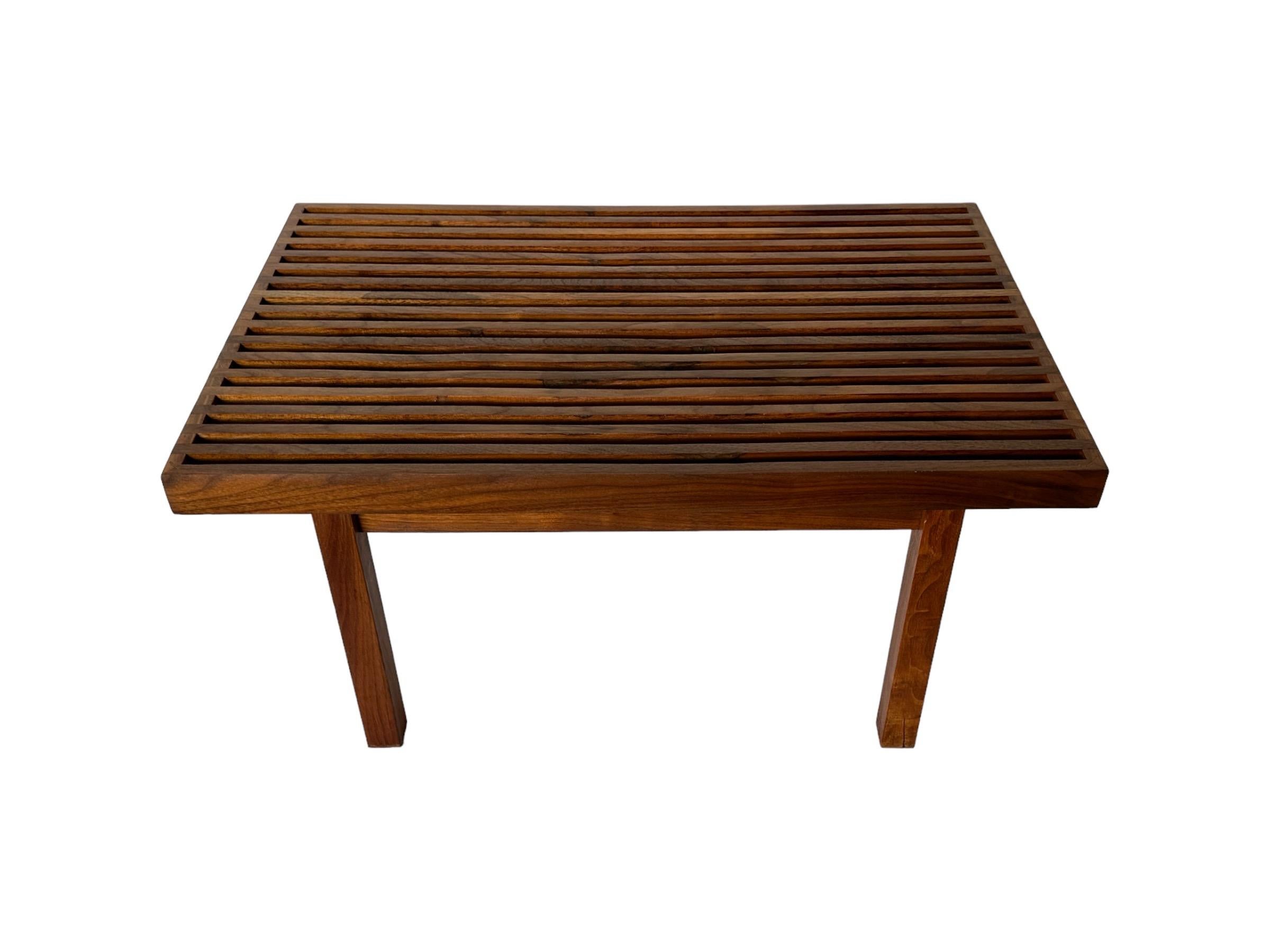 Mid-Century Modern Mel Smilow Slat Bench/End Table in Walnut For Sale