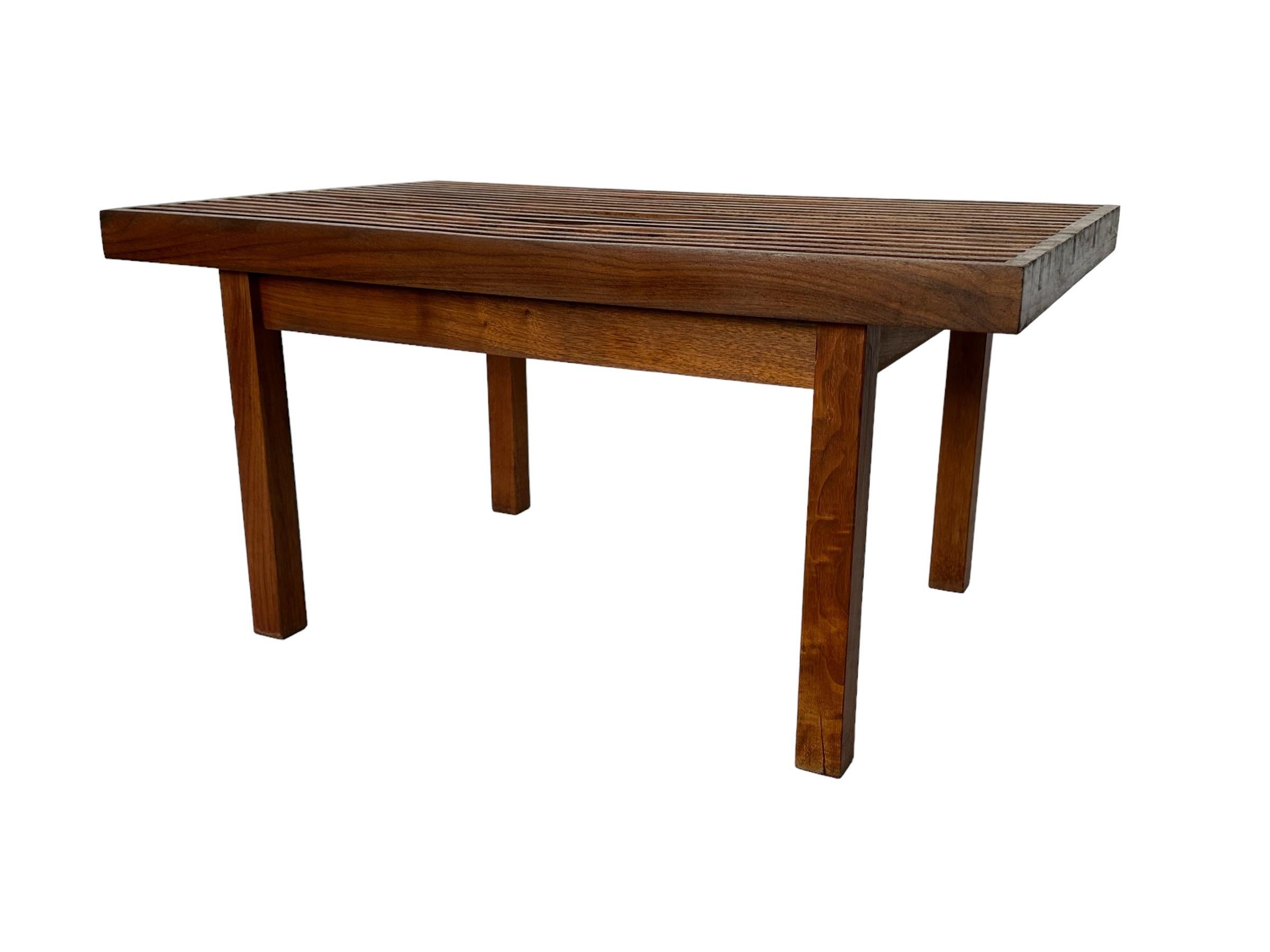 American Mel Smilow Slat Bench/End Table in Walnut For Sale