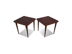 Mel Smilow Slat Walnut Side Tables